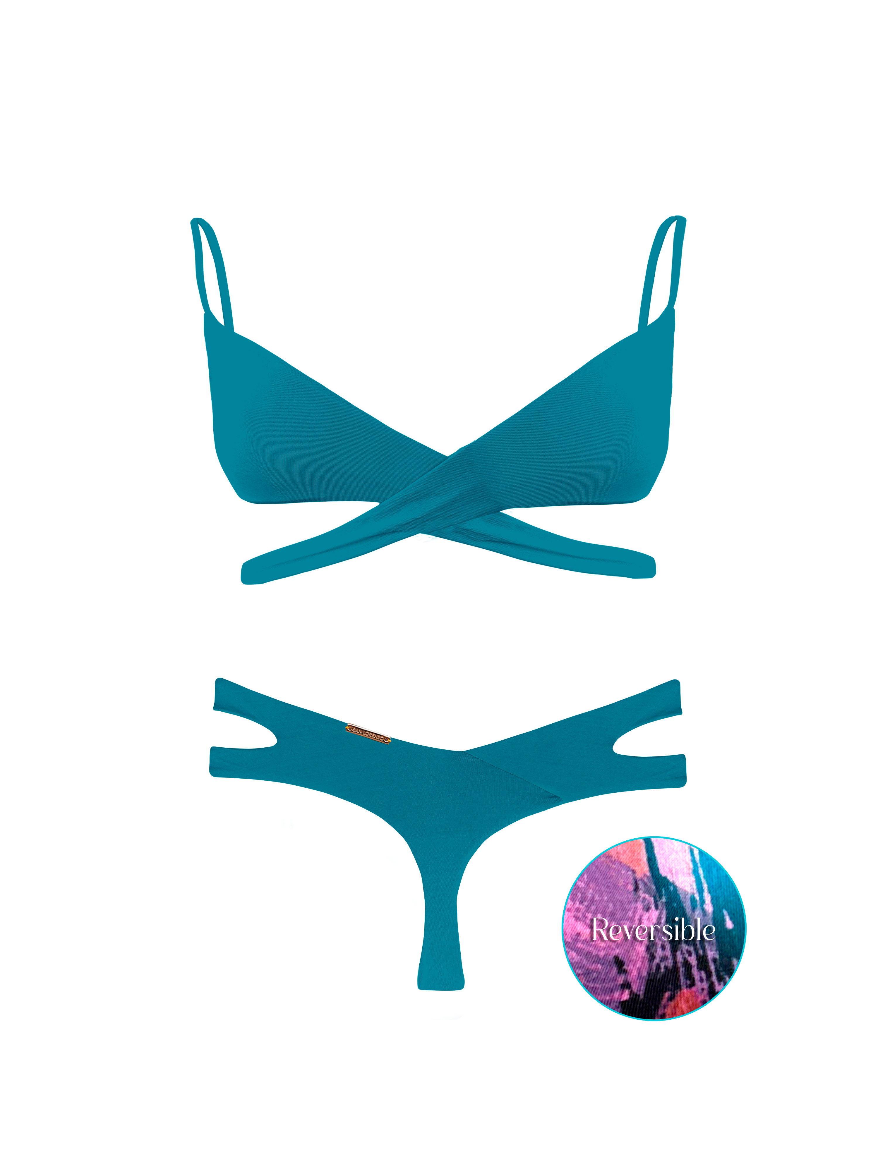80’s Muse Cyan Amazonite Double Strap Bikini Bottom