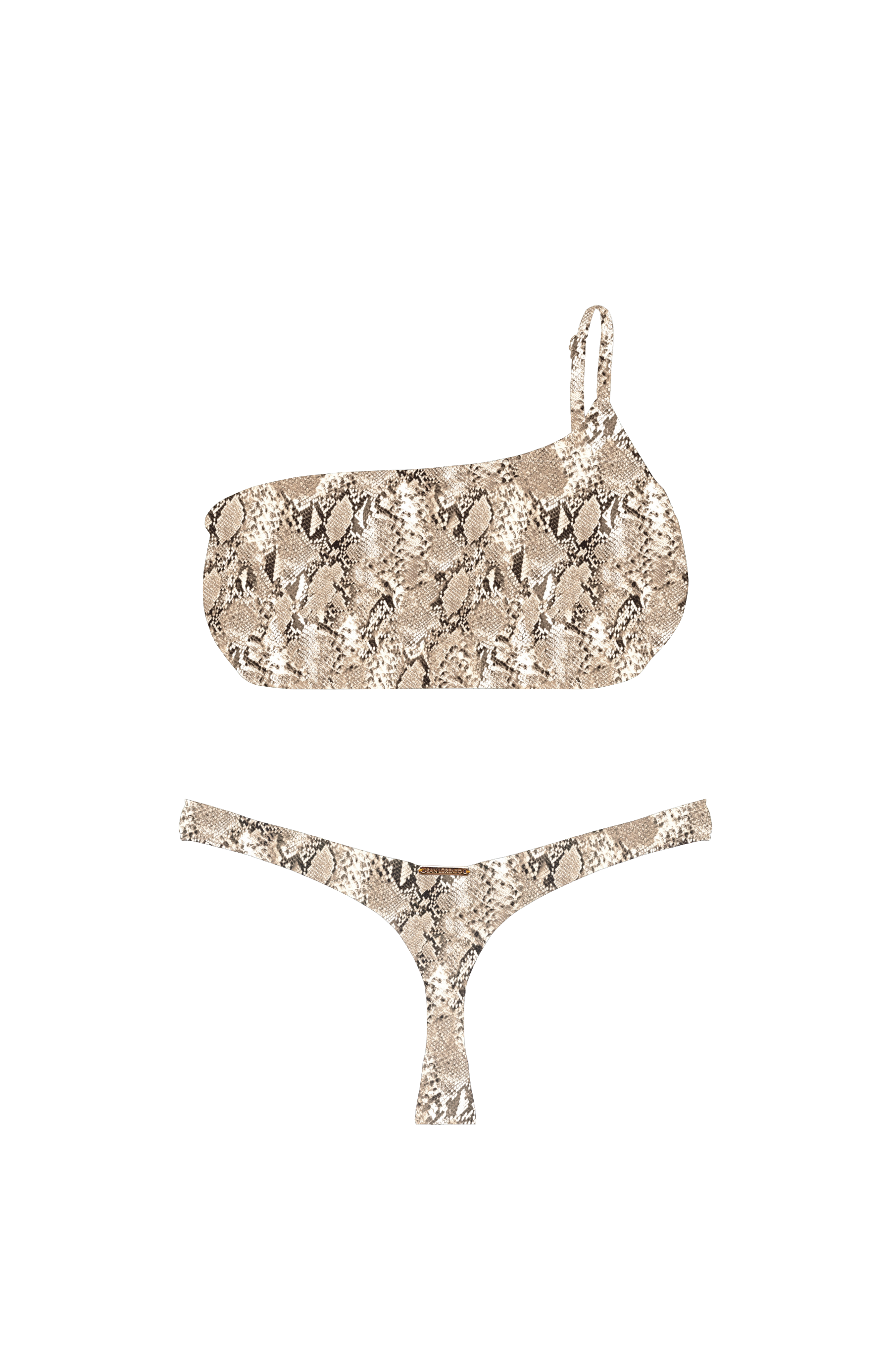 ANIMAL Desert Snake Ribbed Print One Shoulder Bandeau Bikini Top