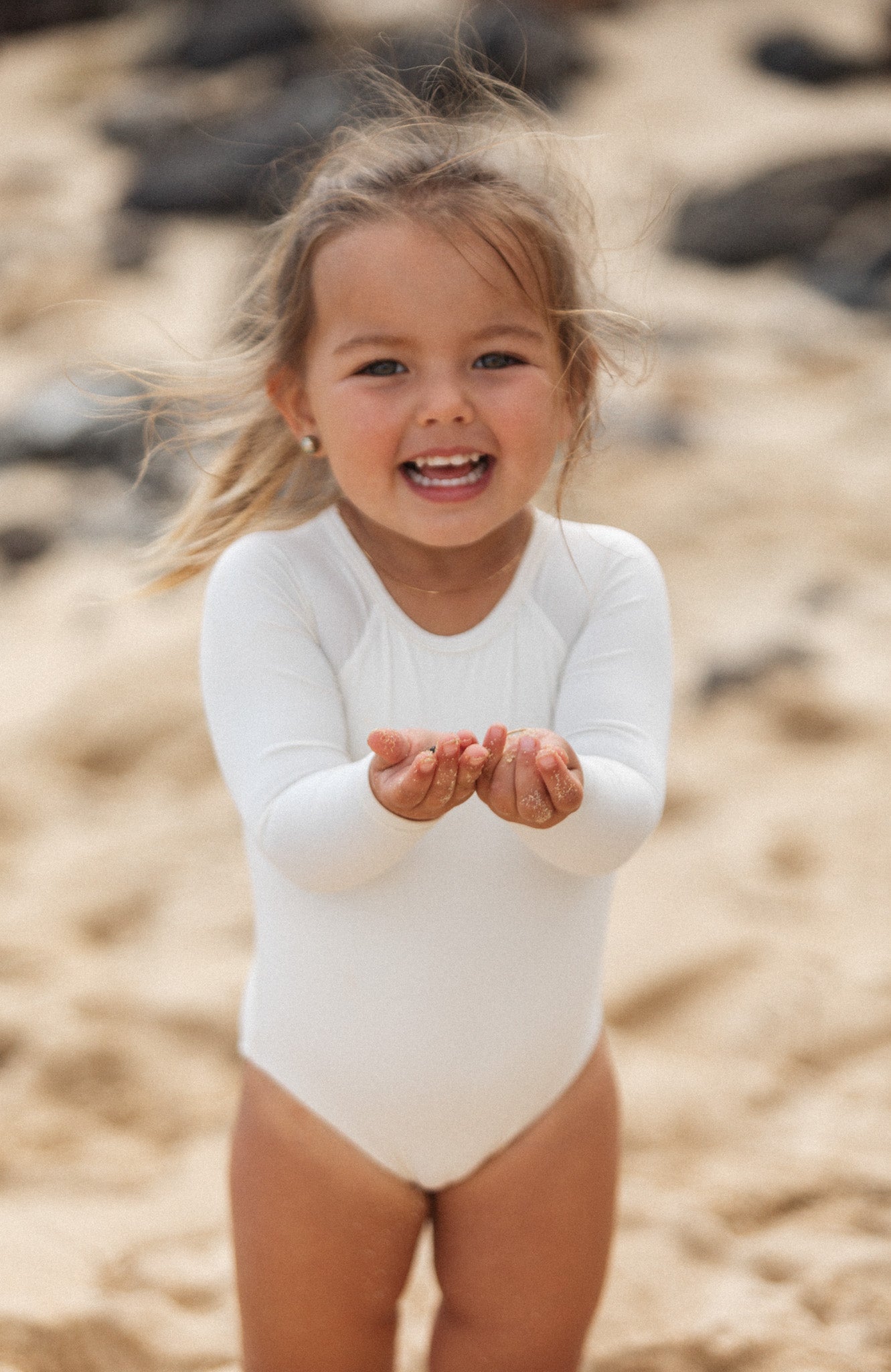 マルベル　Cookie and Cream Onepiece SMサイズ Keiki L'Amour Porcelain Long Sleeve One Piece – San Lorenzo Bikinis