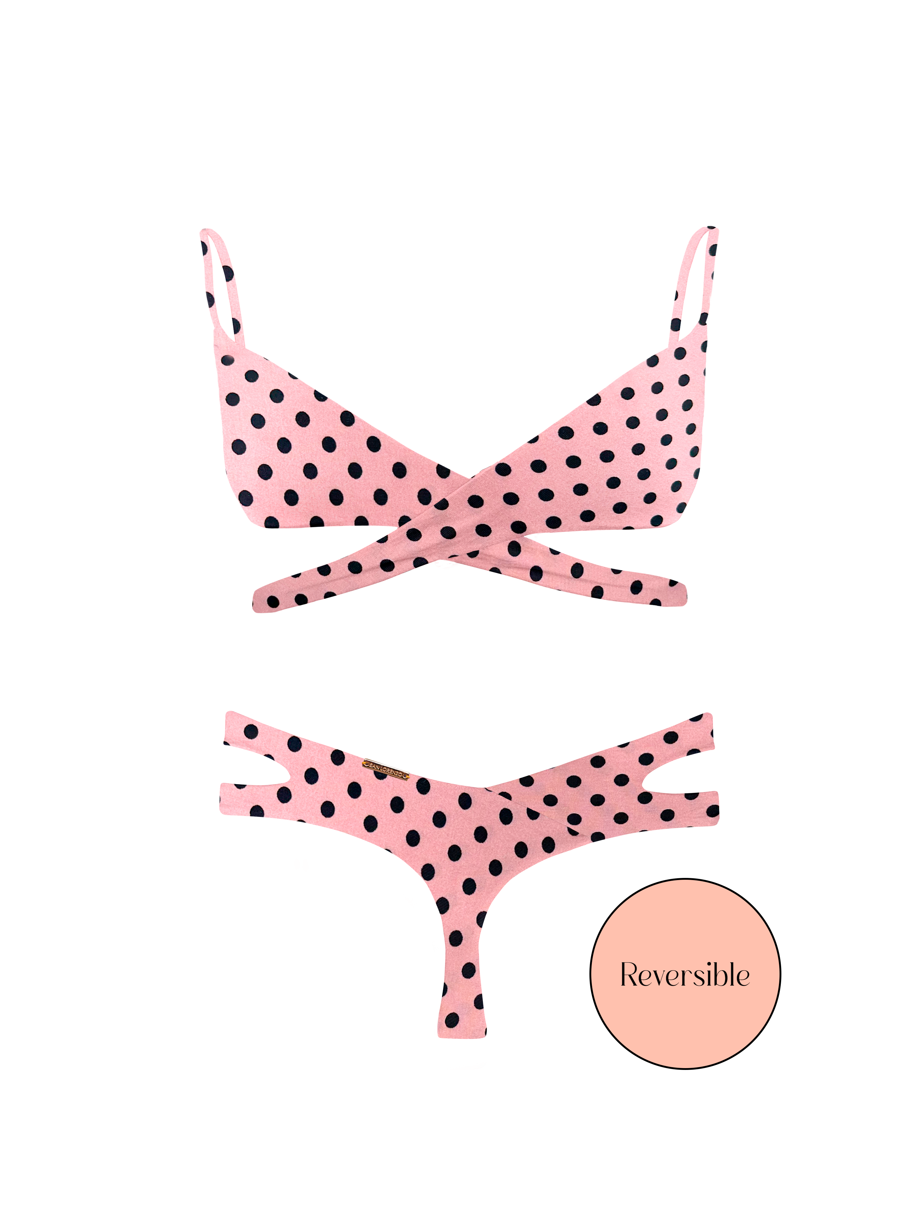 80’s Muse Rosewater Dots Double Strap Bikini Bottom