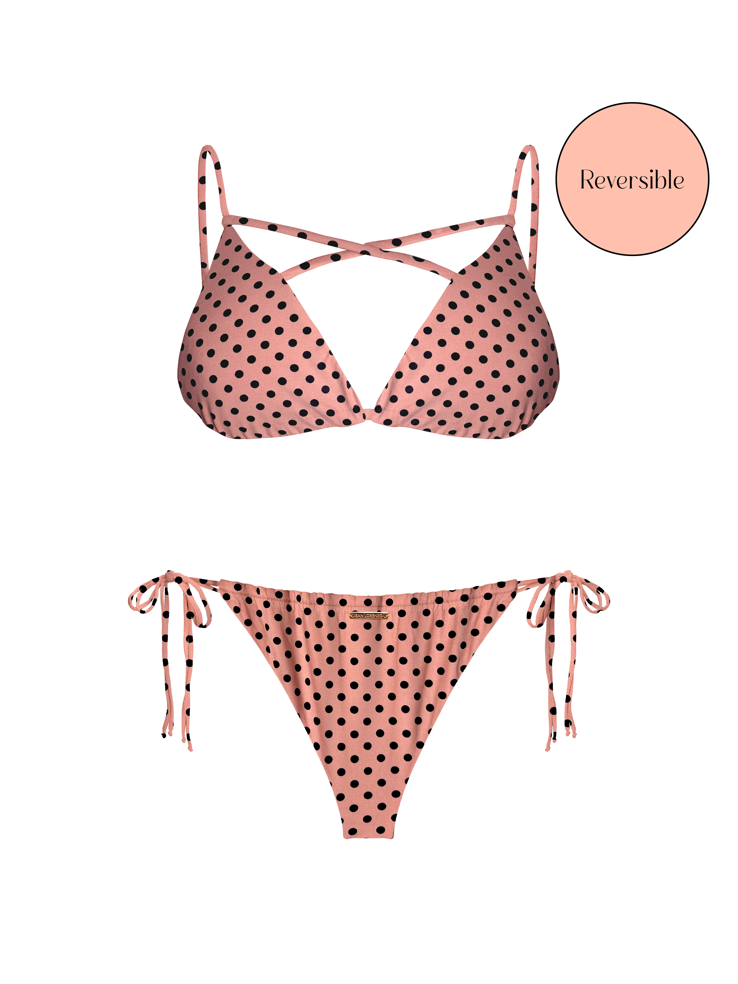 80’s Muse Rosewater Dots Cross Front Halter Bikini Top