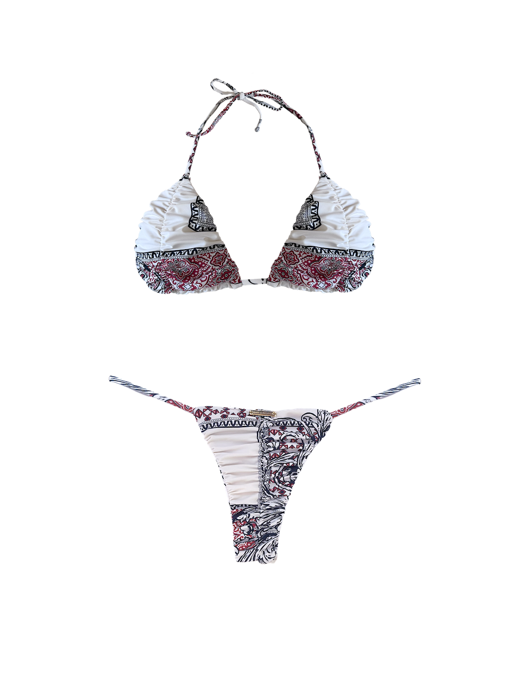 Prisma Geo Mirage Ruffled Thin Brief Bikini Bottom