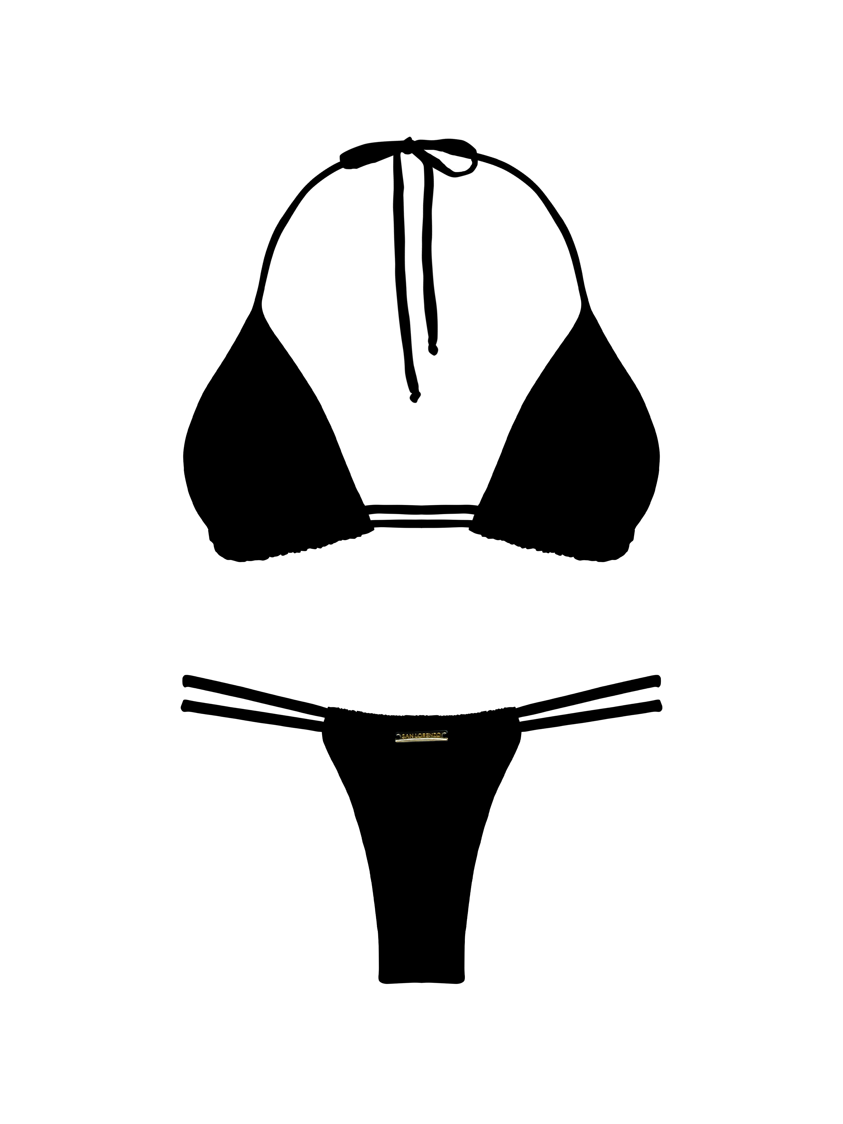 Essential Solids Midnight Charm Double Loop String Halter Bikini Top