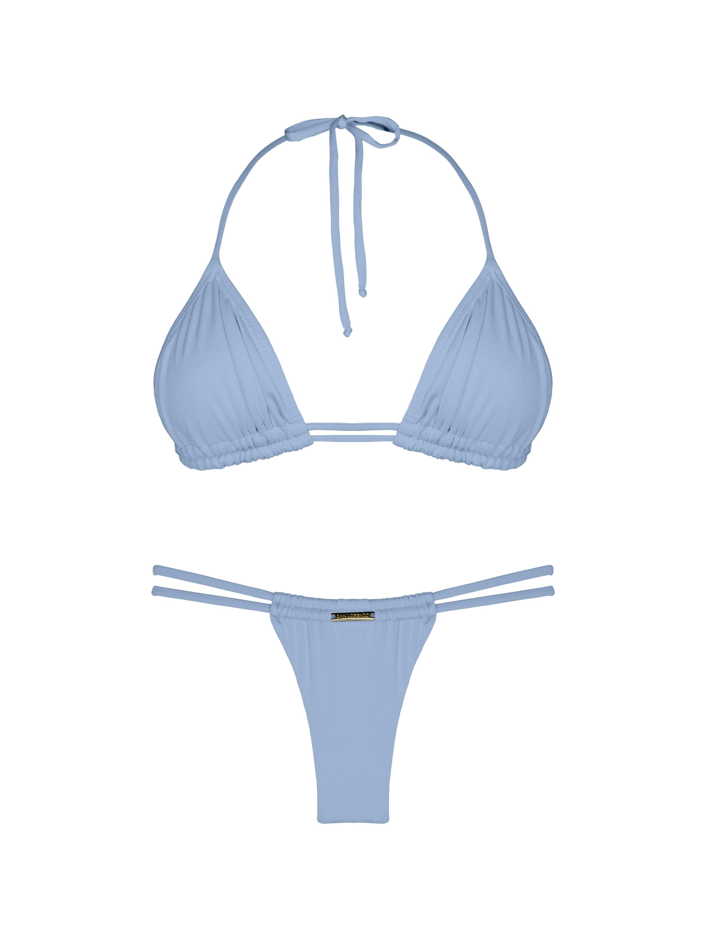 Essential Solids Dreamy Sky Double Loop String Halter Bikini Top