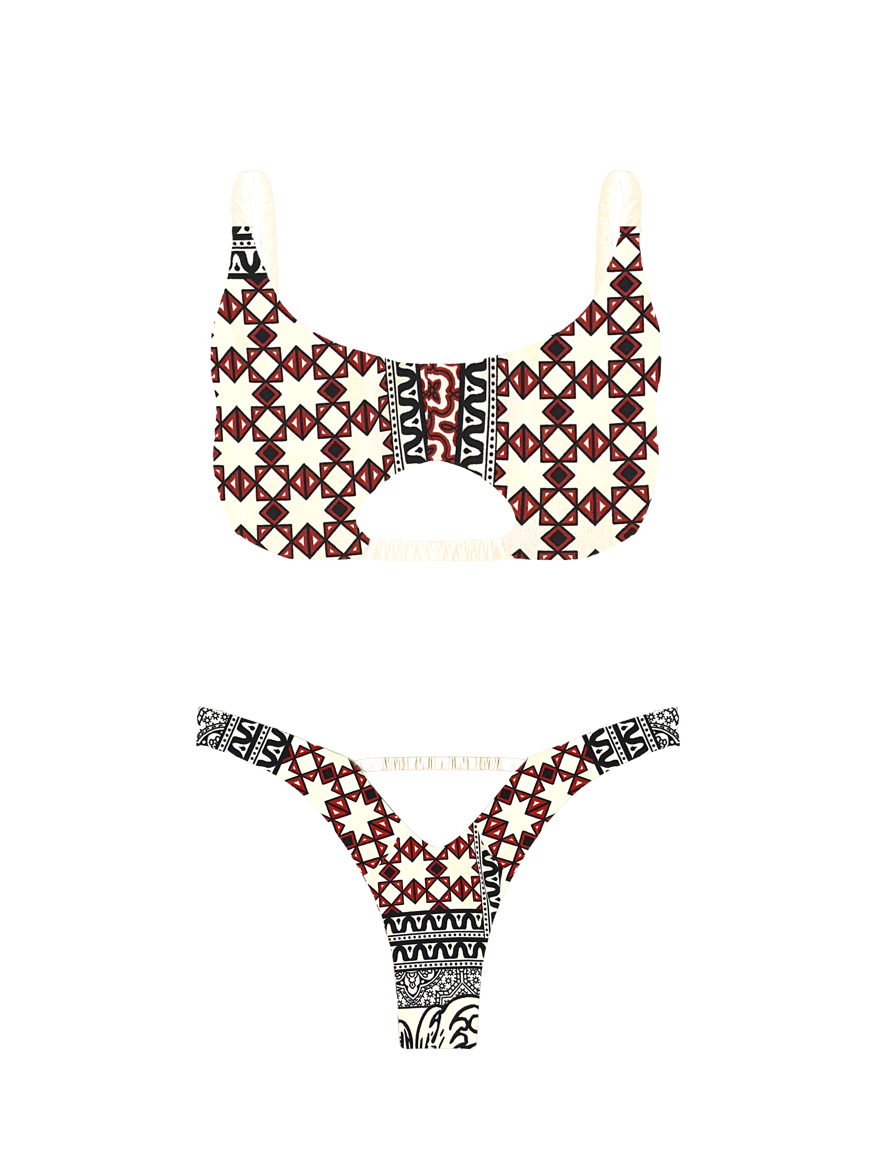 Prisma Geo Mirage Cut Out V-Thong Bikini Bottom