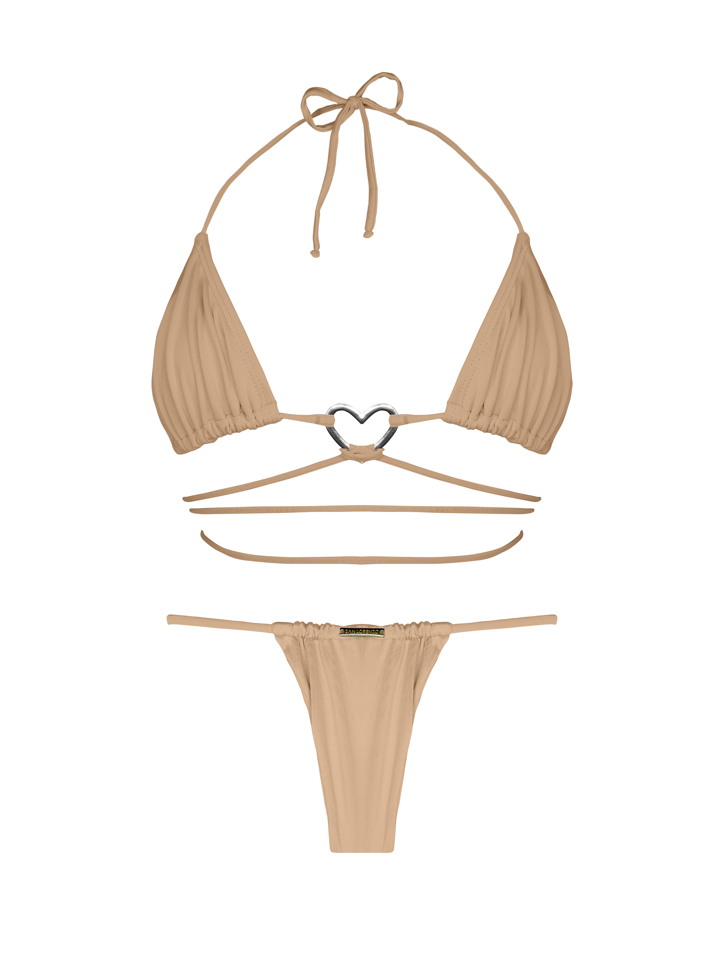 Essential Solids Latte Swirl Sliding Thong Bikini Bottom