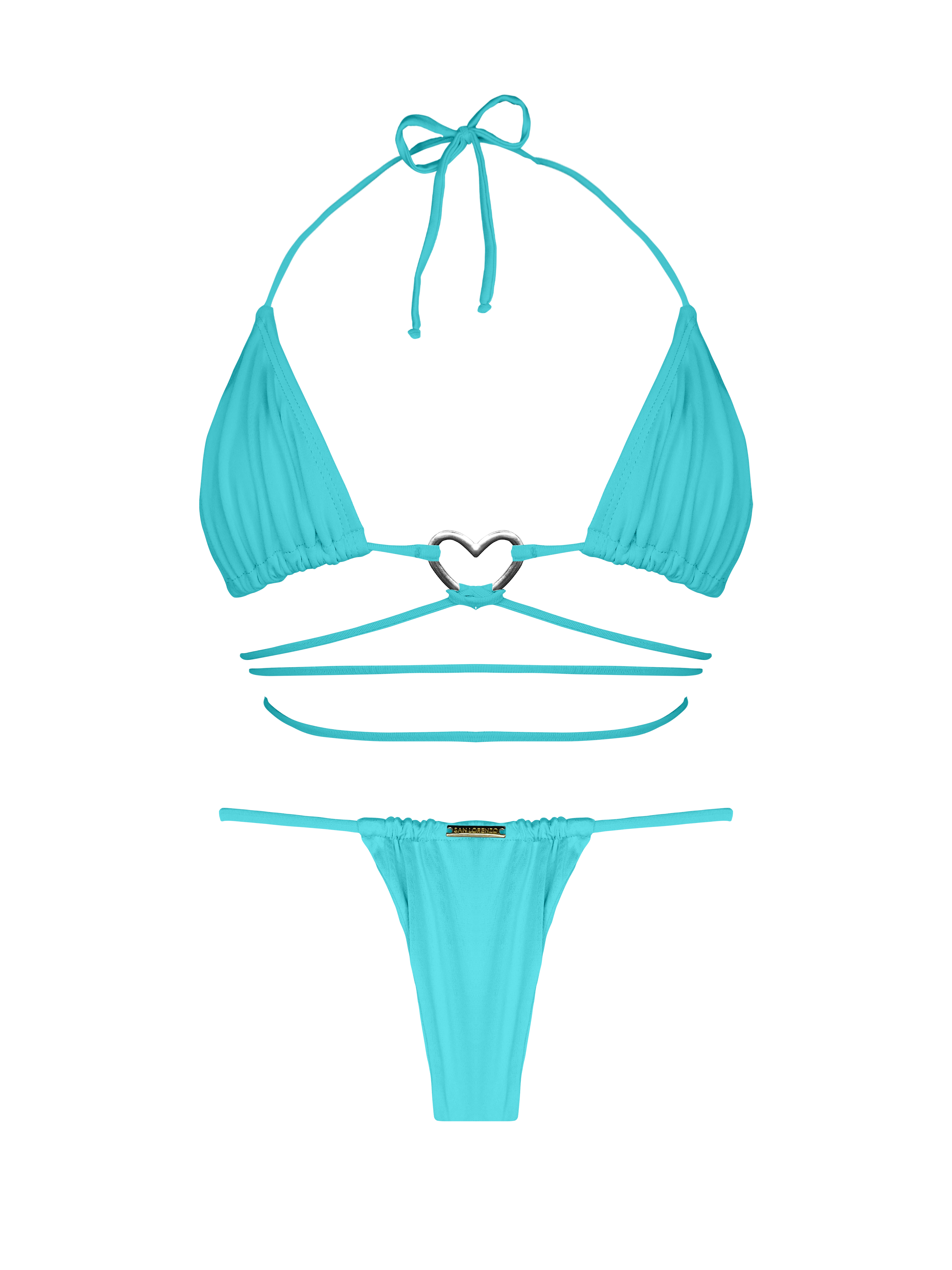 Essential Solids Oceanic Turquoise Sliding Thong Bikini Bottom