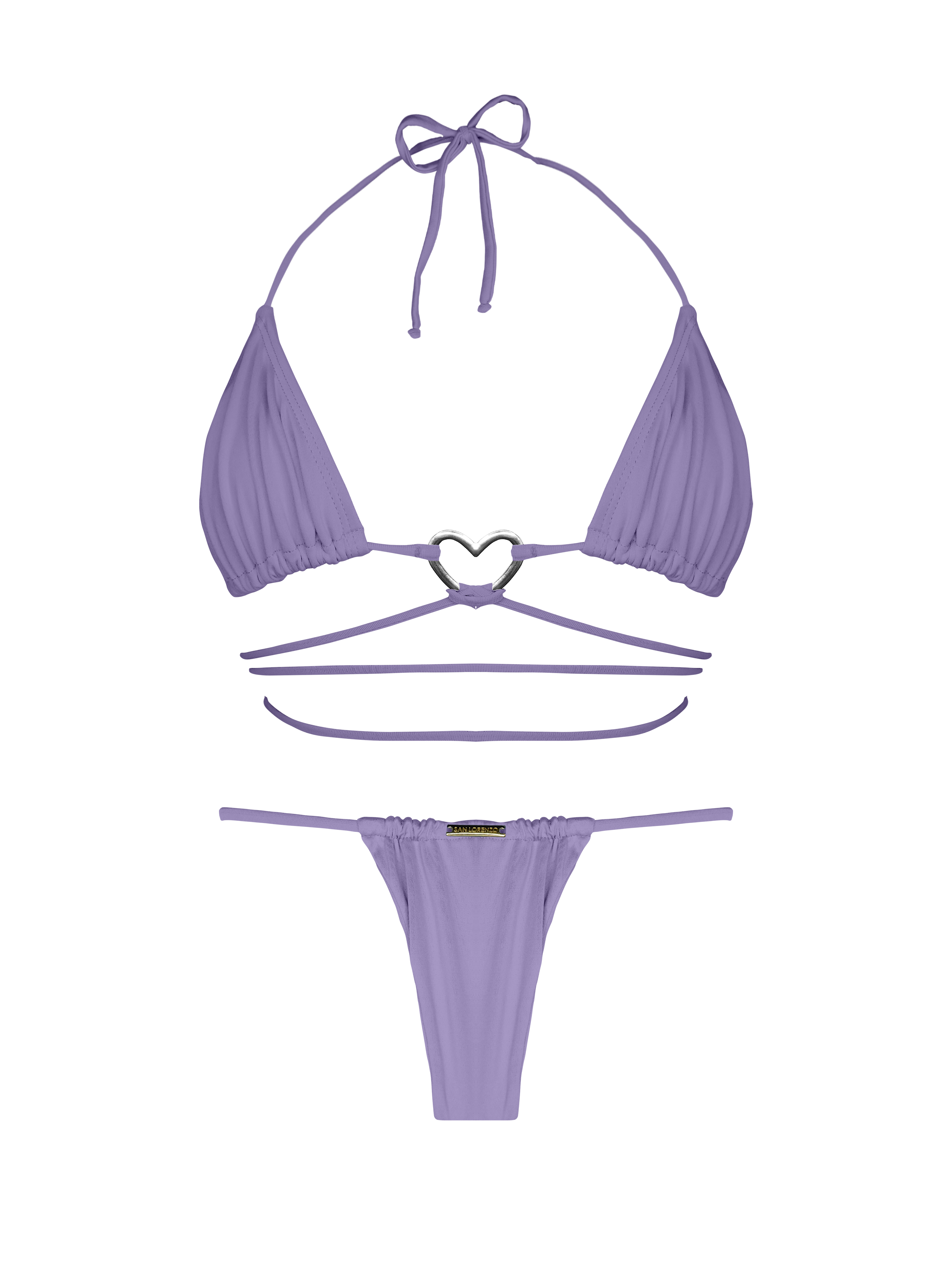 Essential Solids Gray Violet Sliding Thong Bikini Bottom