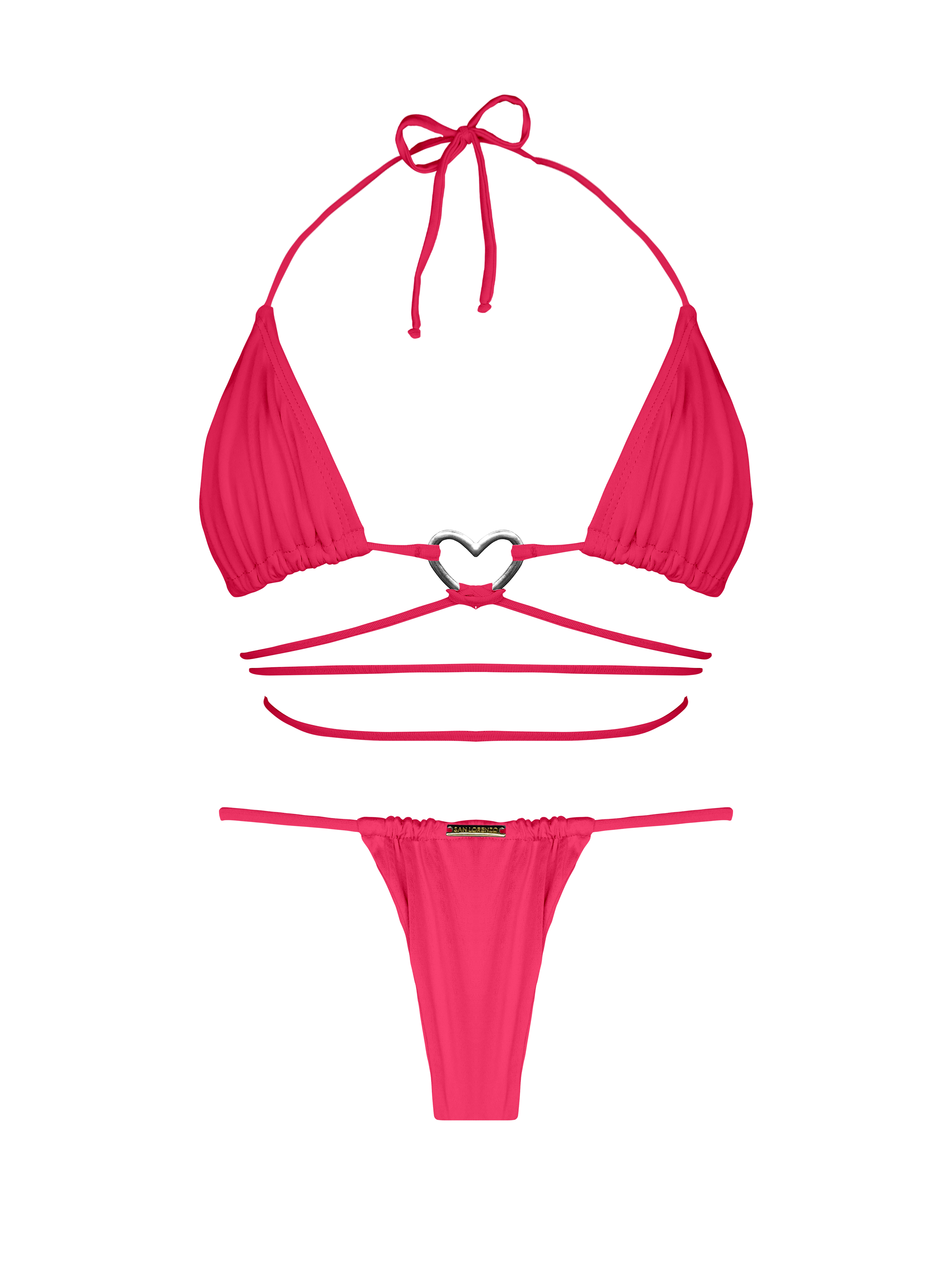 Essential Solids Pink Fusion Sliding Thong Bikini Bottom