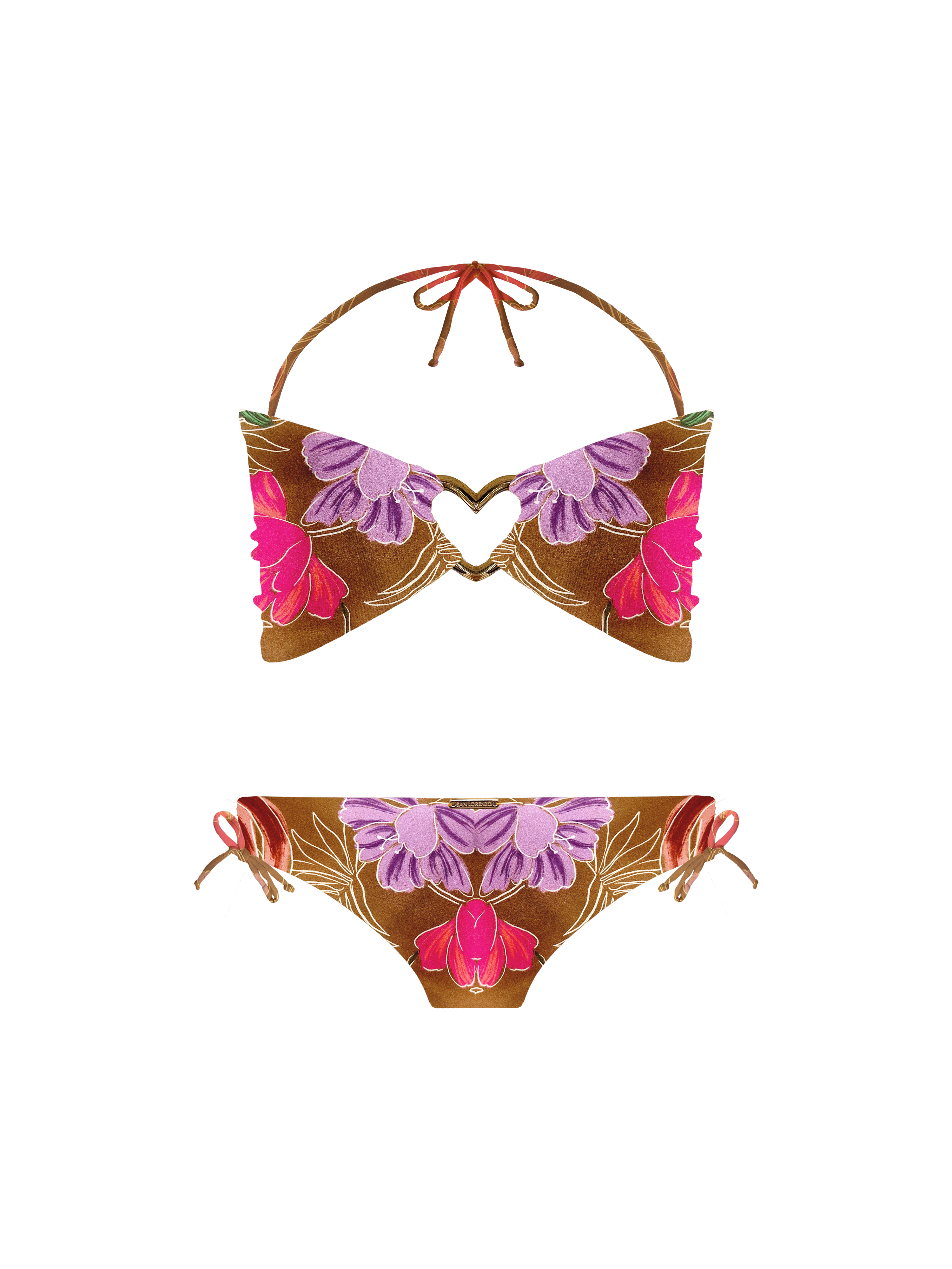 Keiki Kaia Wild Blossom Thong Tie Loop Bikini Bottom