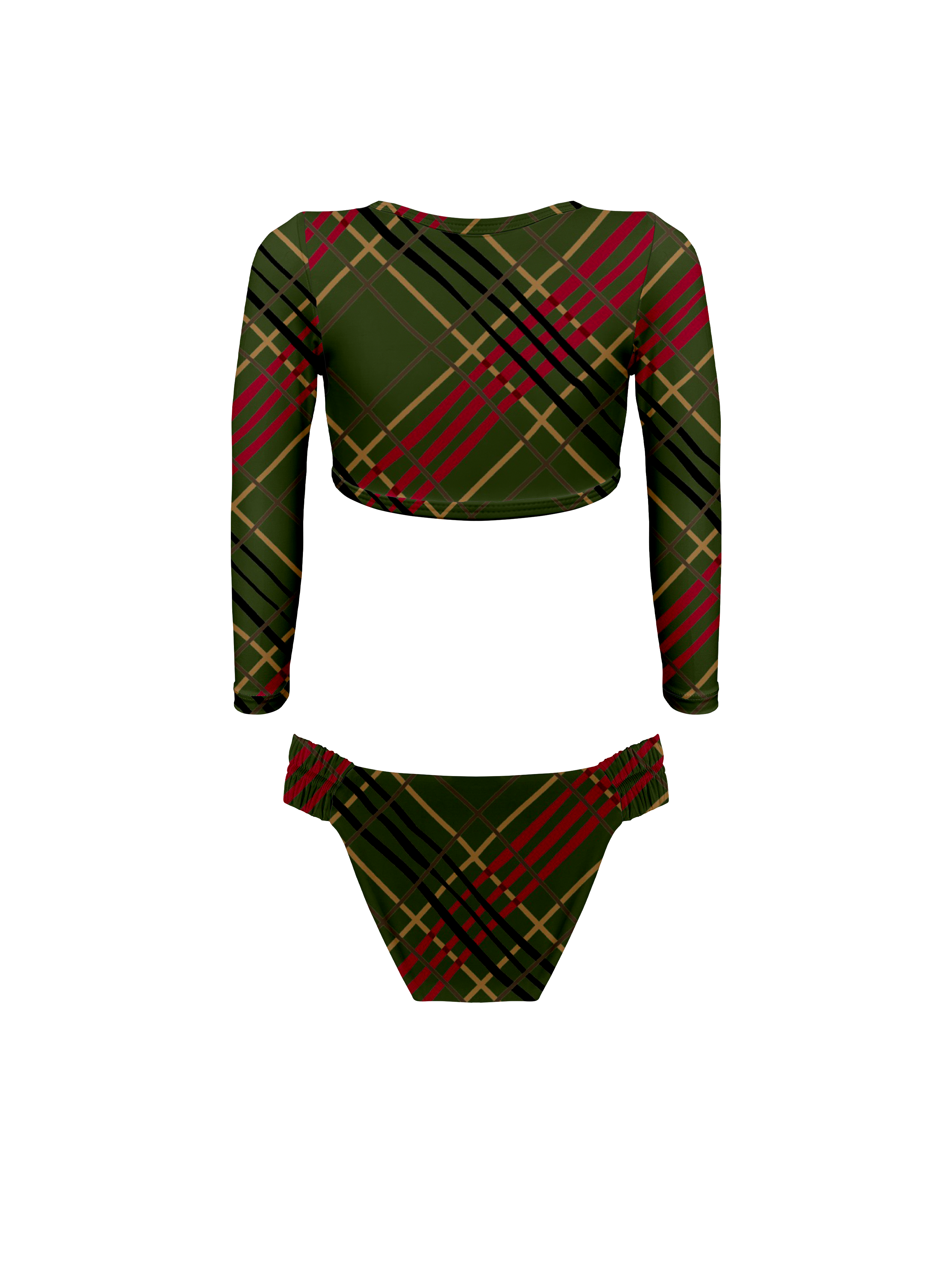 Keiki L'Amour Scottish Plaid Long Sleeve Cropped Top