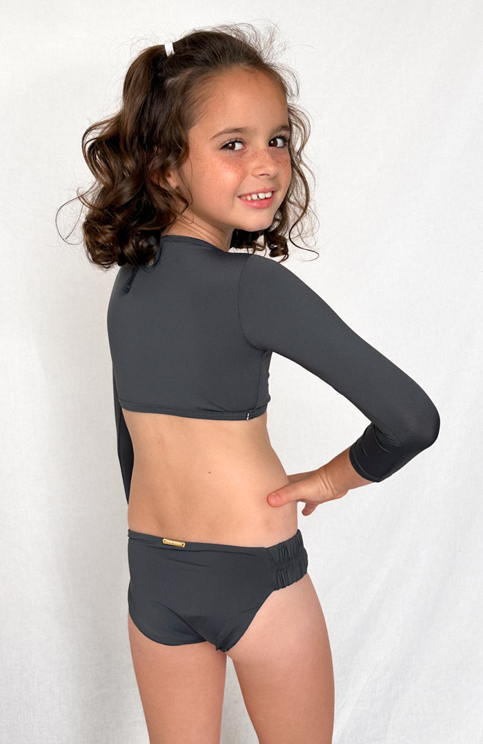 Keiki L'Amour Granite Long Sleeve Cropped Top