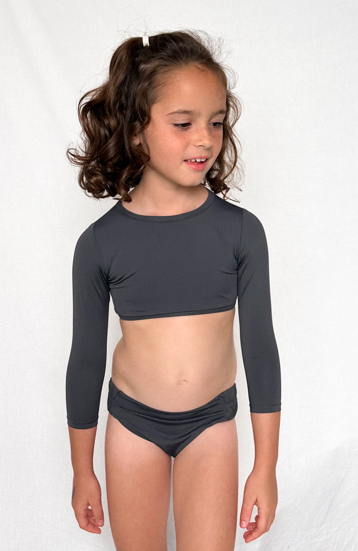 Keiki L'Amour Granite Long Sleeve Cropped Top