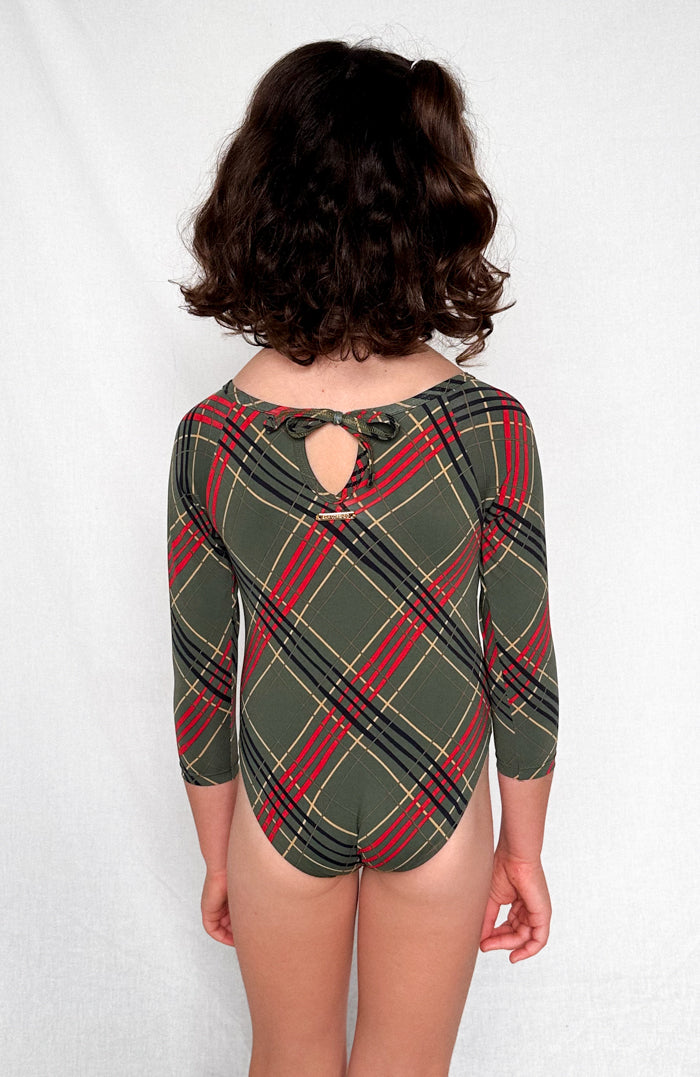 Keiki L'Amour Scottish Plaid Long Sleeve One Piece