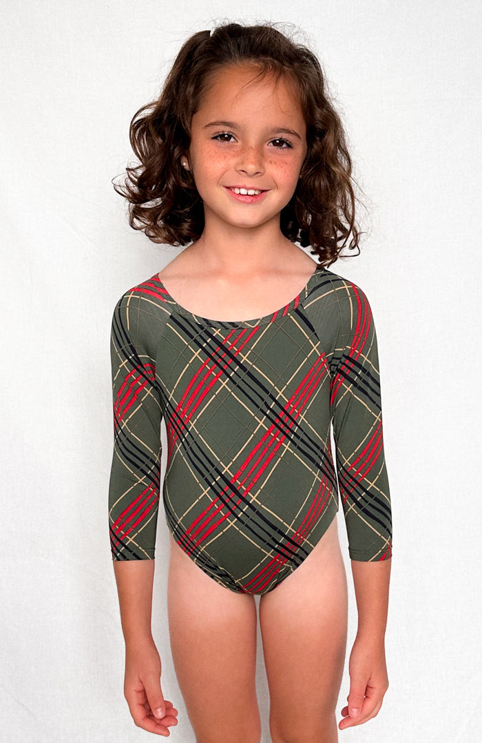 Keiki L'Amour Scottish Plaid Long Sleeve One Piece