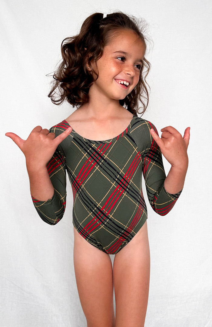 Keiki L'Amour Scottish Plaid Long Sleeve One Piece