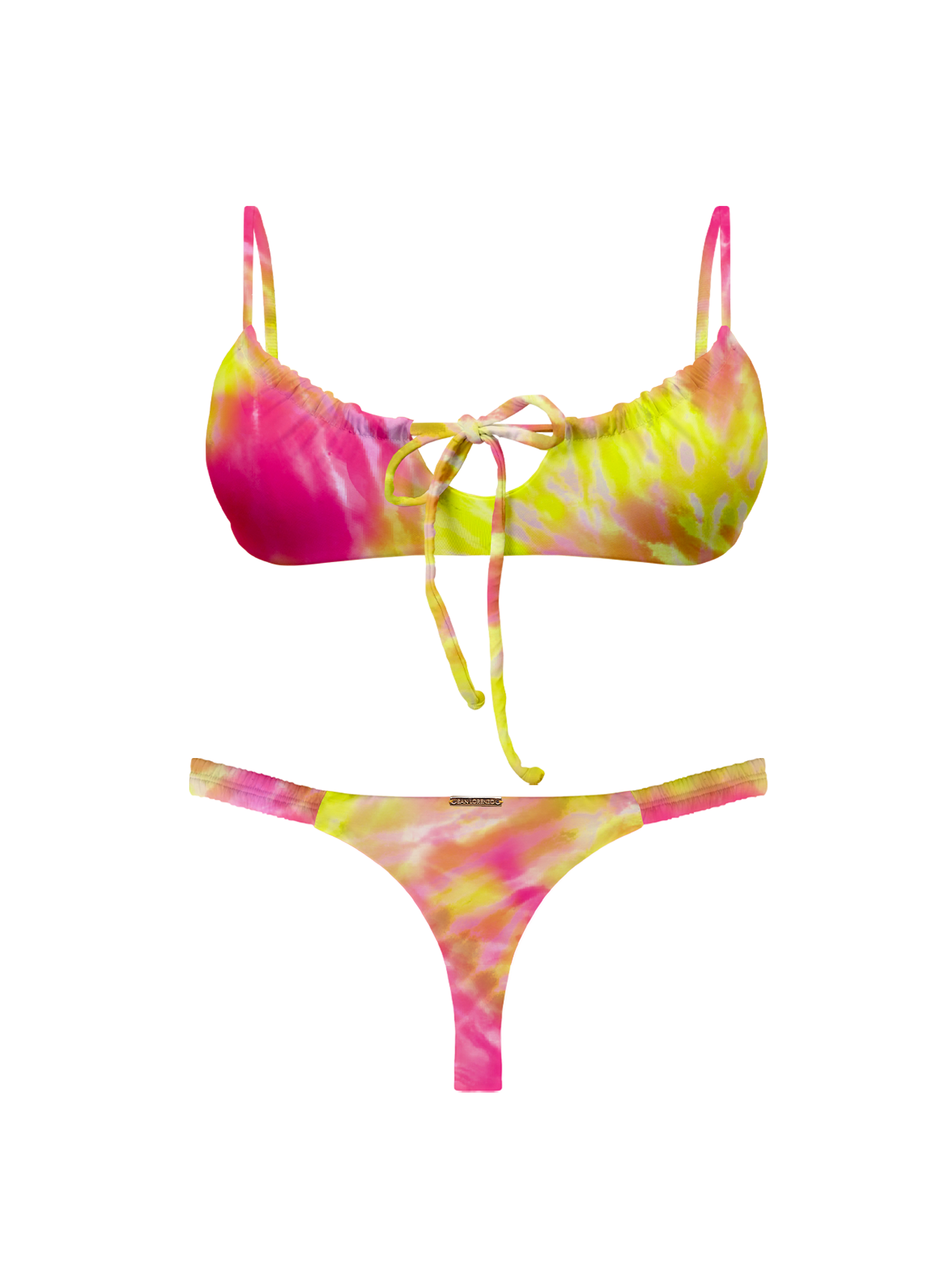Paradiso Ruched Scoop Bralette Sunrise Swirl Bikini Top