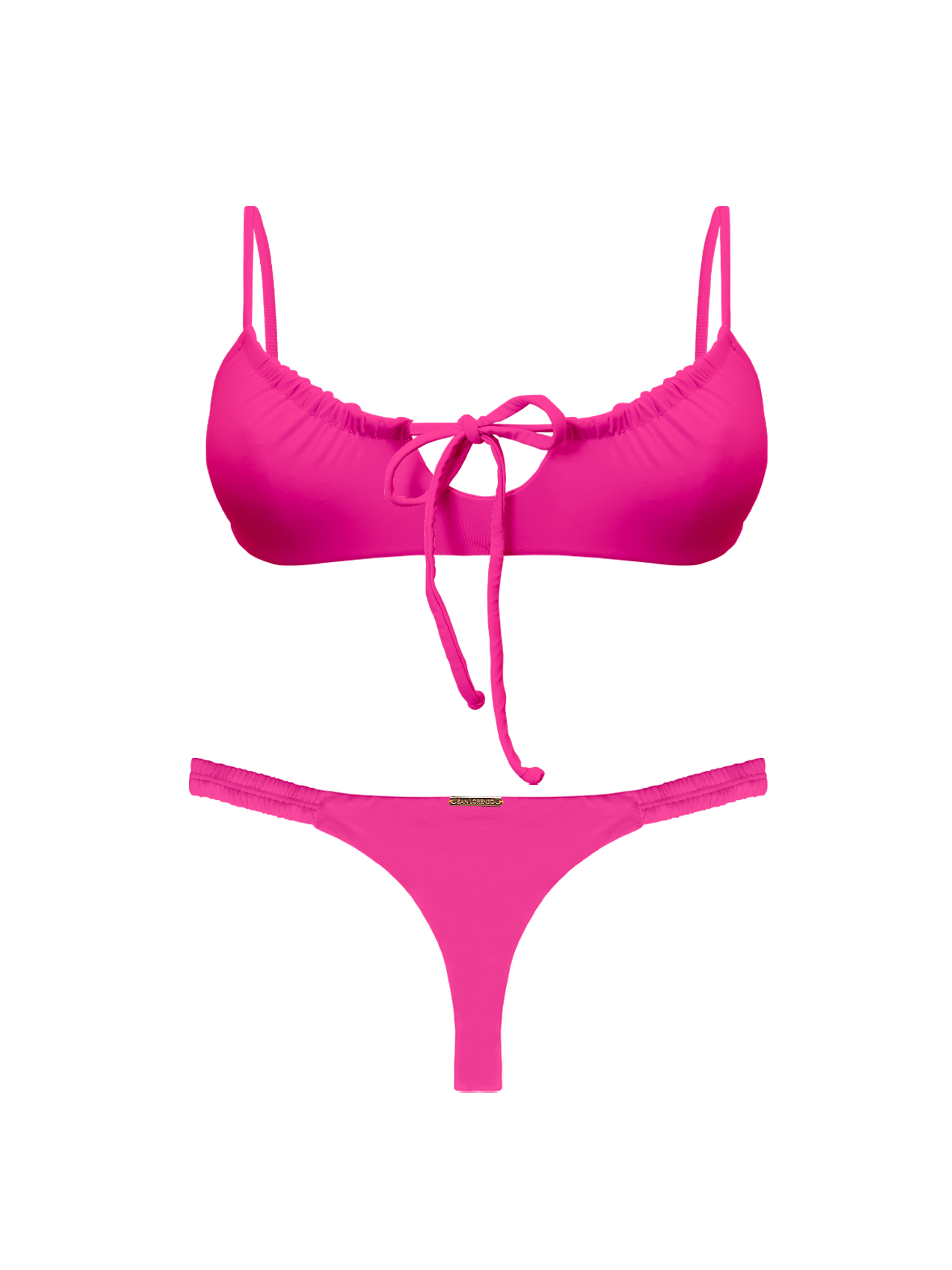 Paradiso Ruched Scoop Bralette Lush Pink Bikini Top