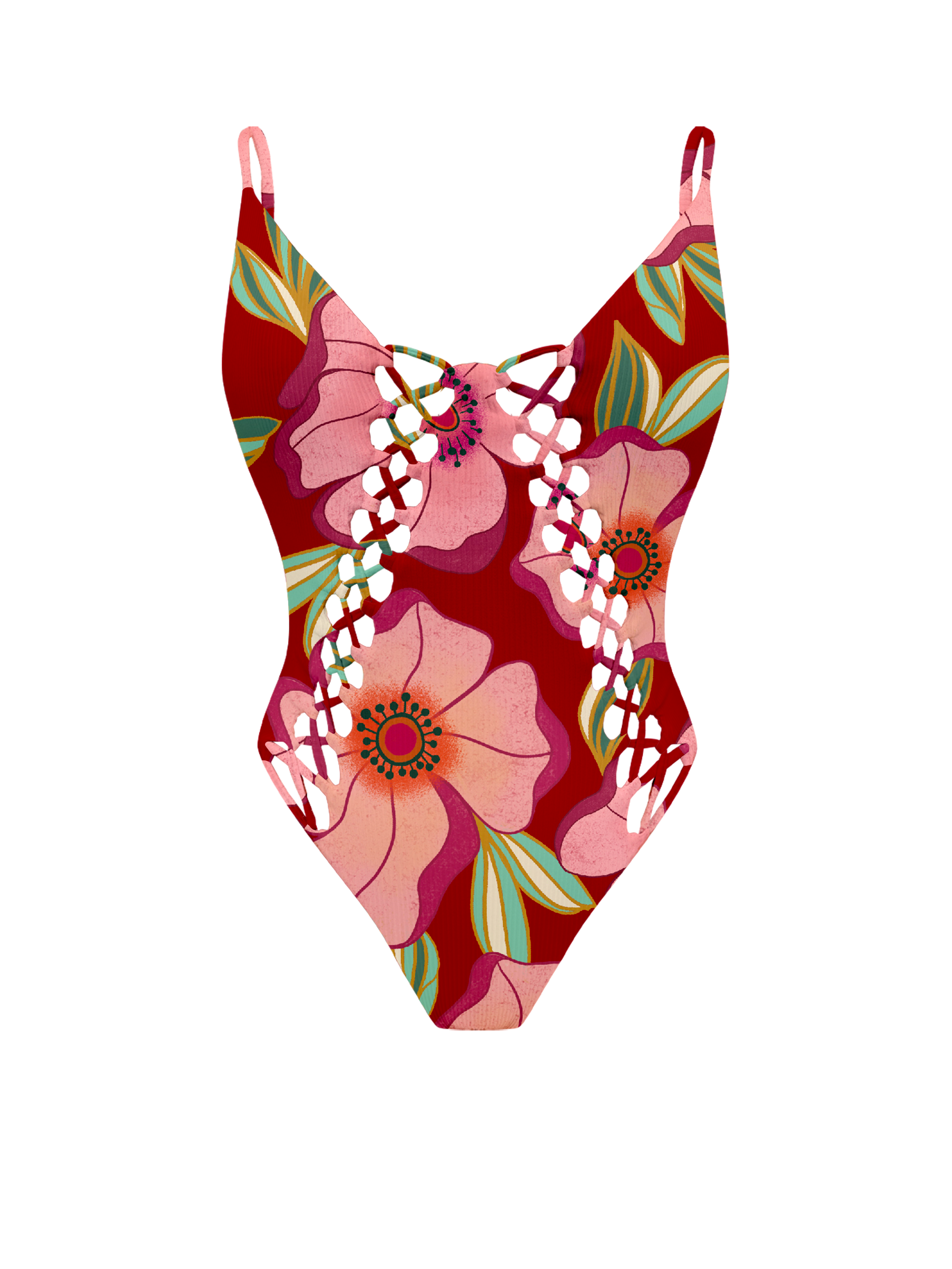 Paradiso Loop Plunge Petal Passion Bikini One Piece