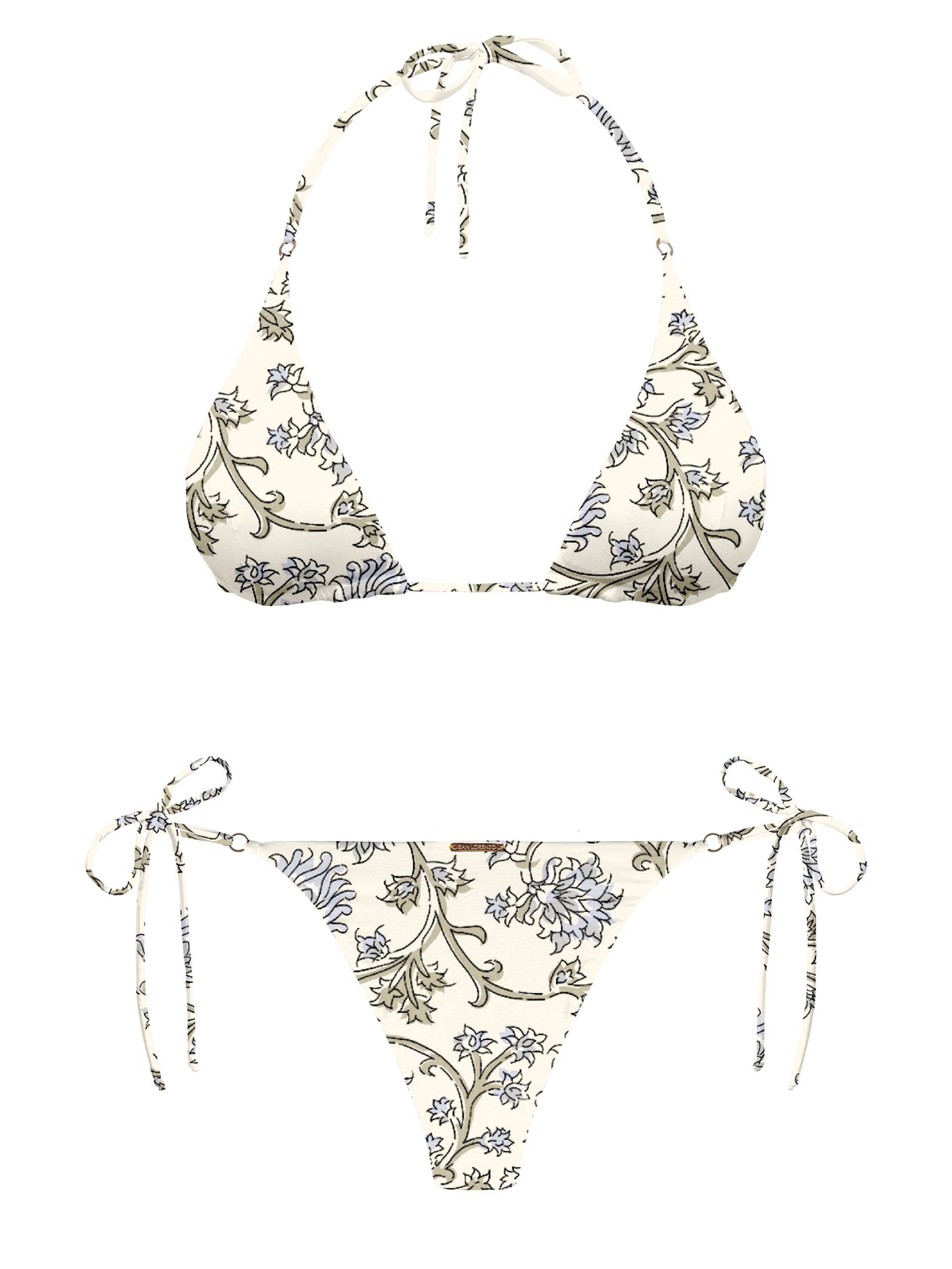 L'Amour Chantilly Lace Hoop Ring Side Tie Bikini Bottom