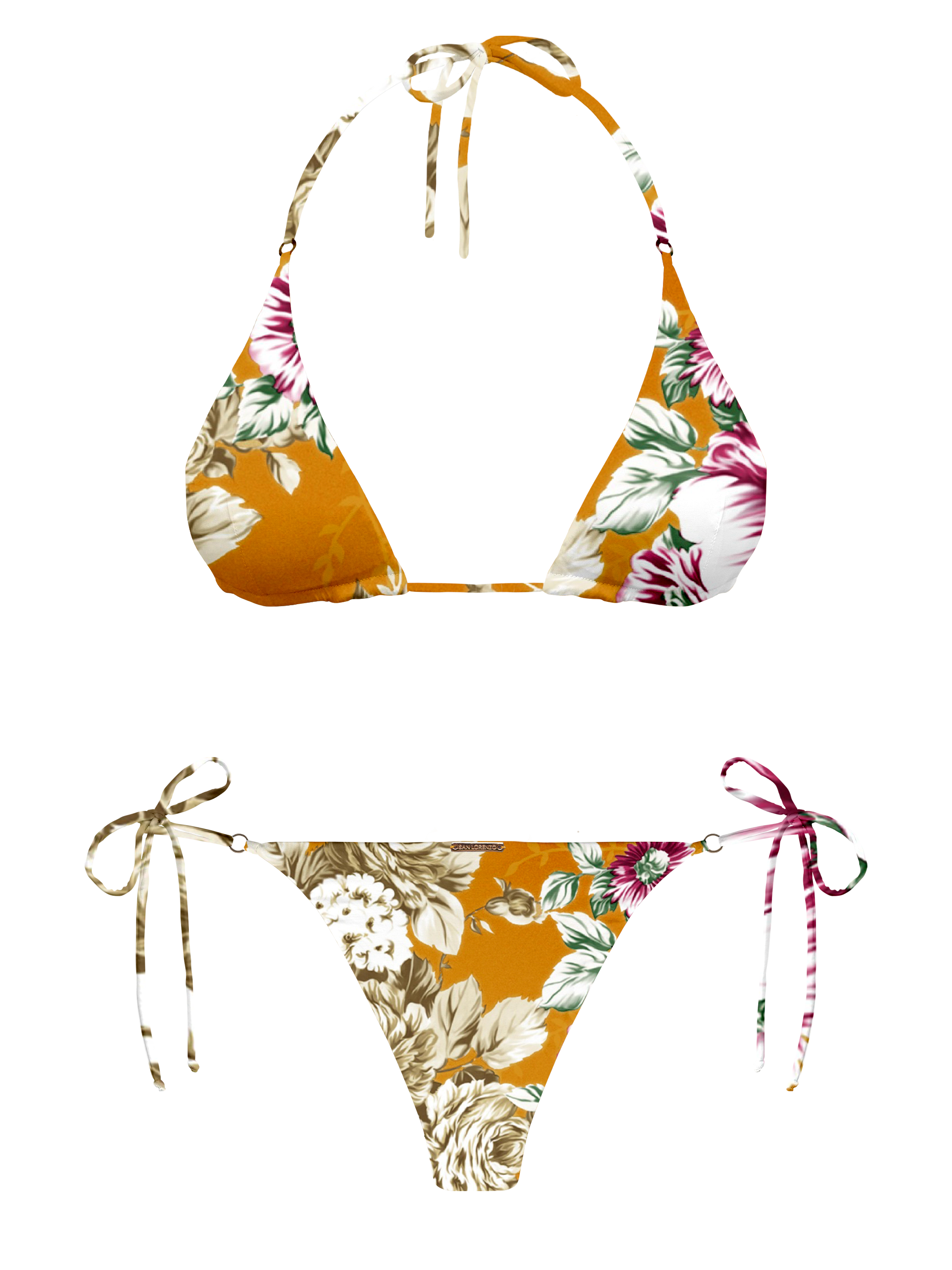 L'Amour Citrus Bloom Hoop Ring Side Tie Bikini Bottom