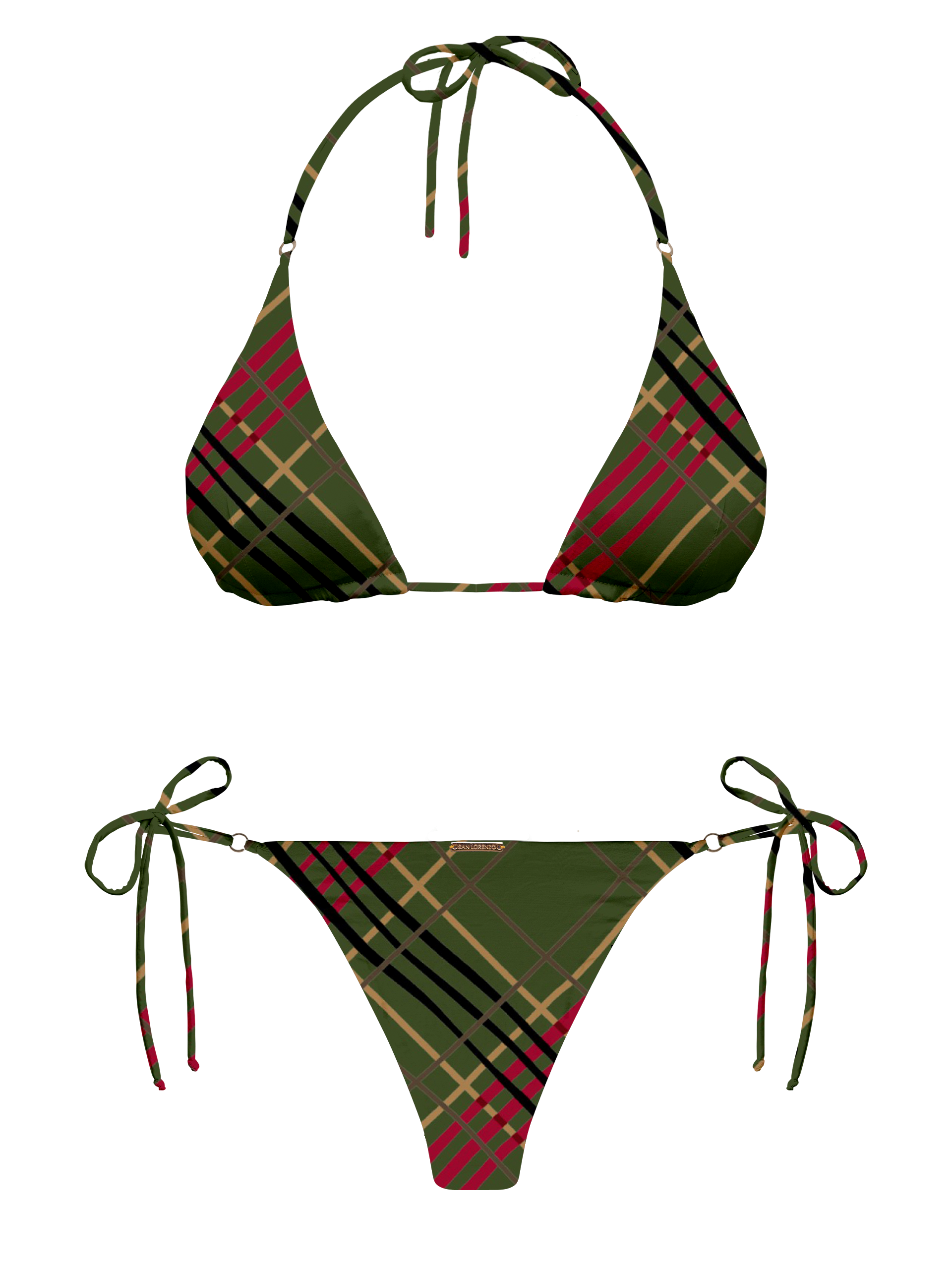 L'Amour Scottish Plaid Hoop Ring Bikini Top
