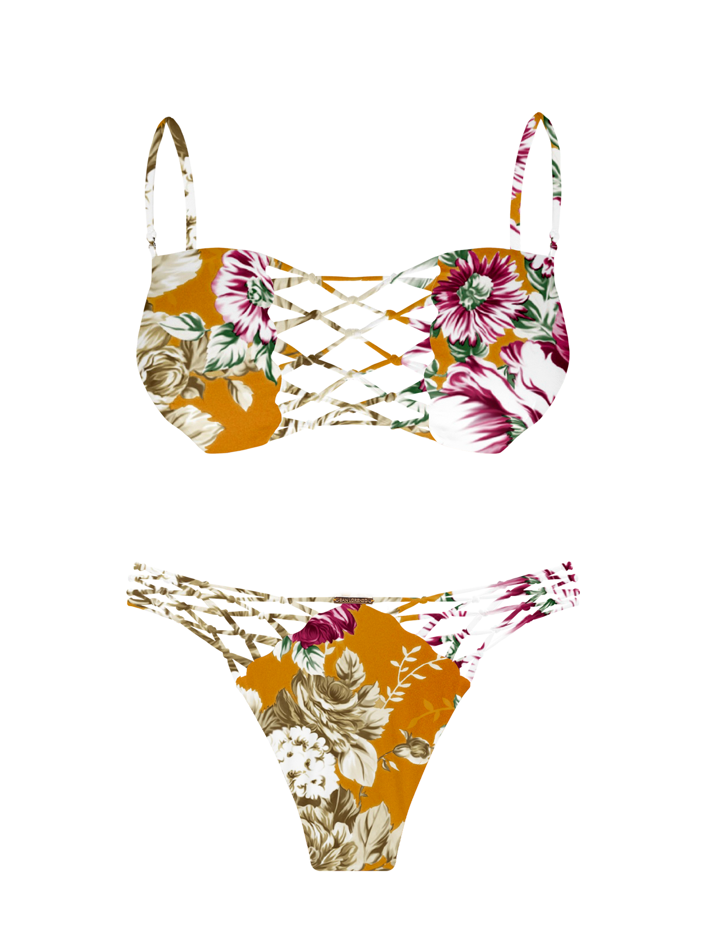 L'Amour Citrus Bloom Interlace V-Knot Bikini Bottom