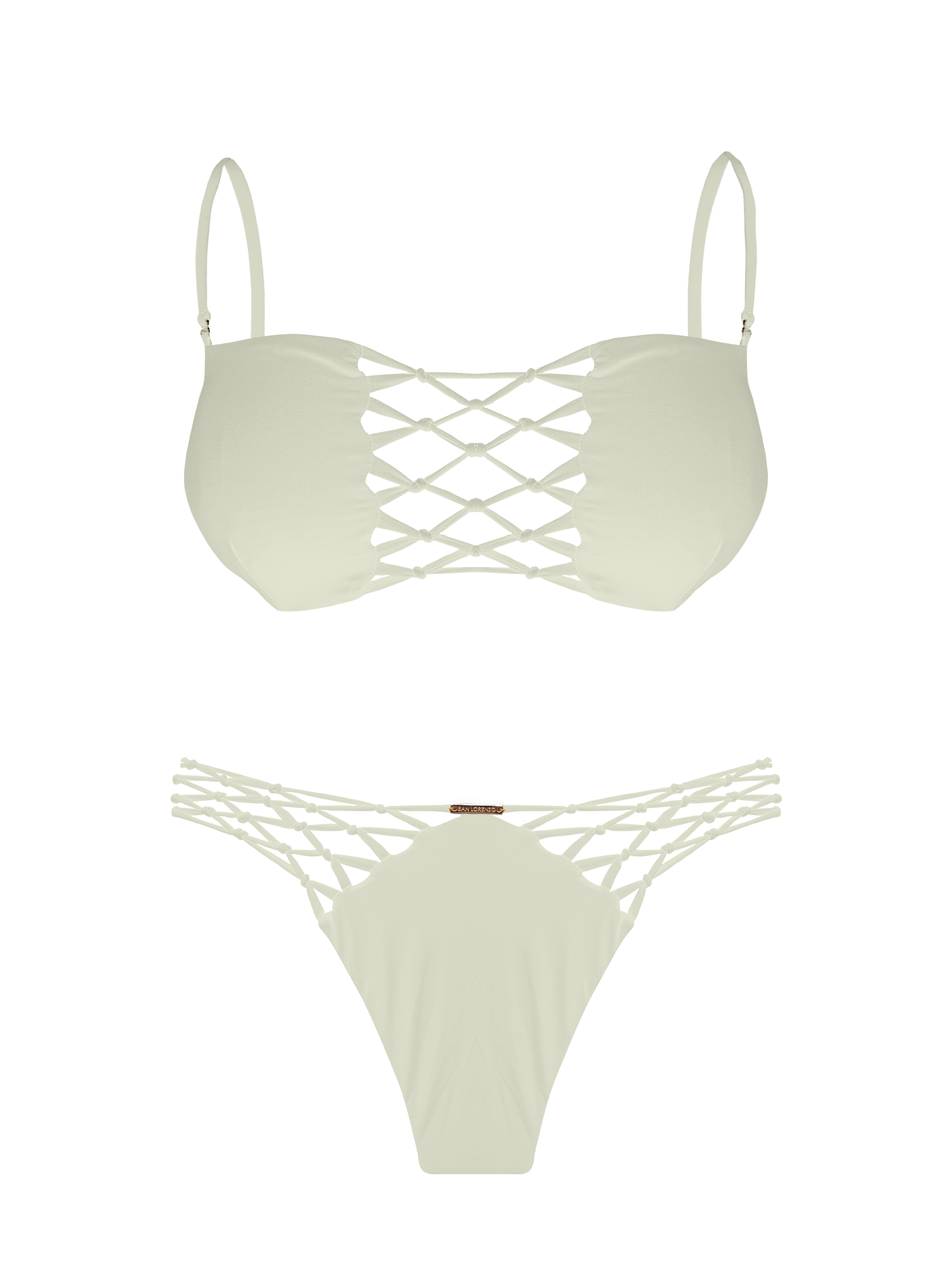 L'Amour Porcelain Interlace V-Knot Bikini Bottom