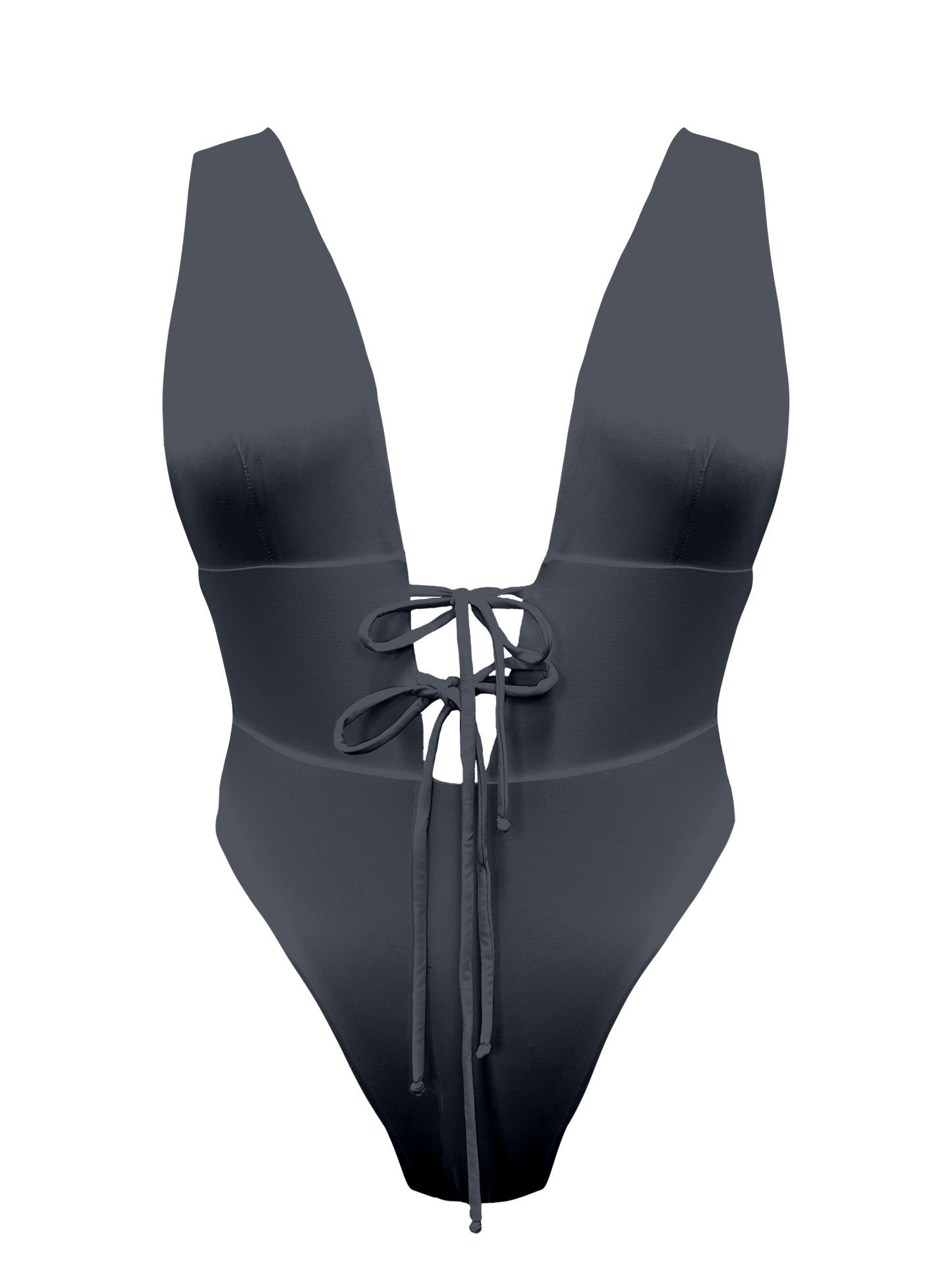 L'Amour Granite Plunge Front Tie One Piece Bikini