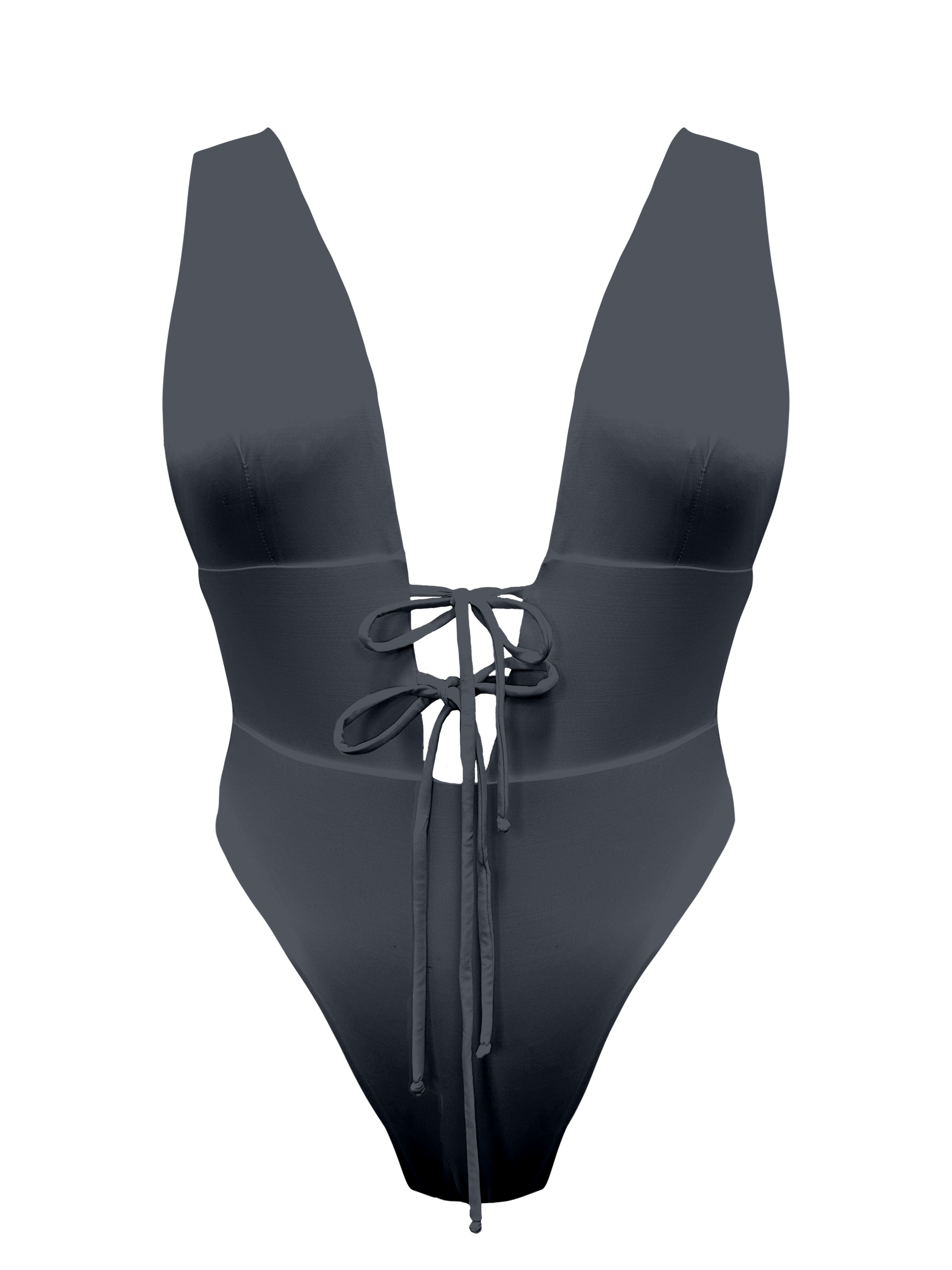 L'Amour Granite Plunge Front Tie One Piece Bikini