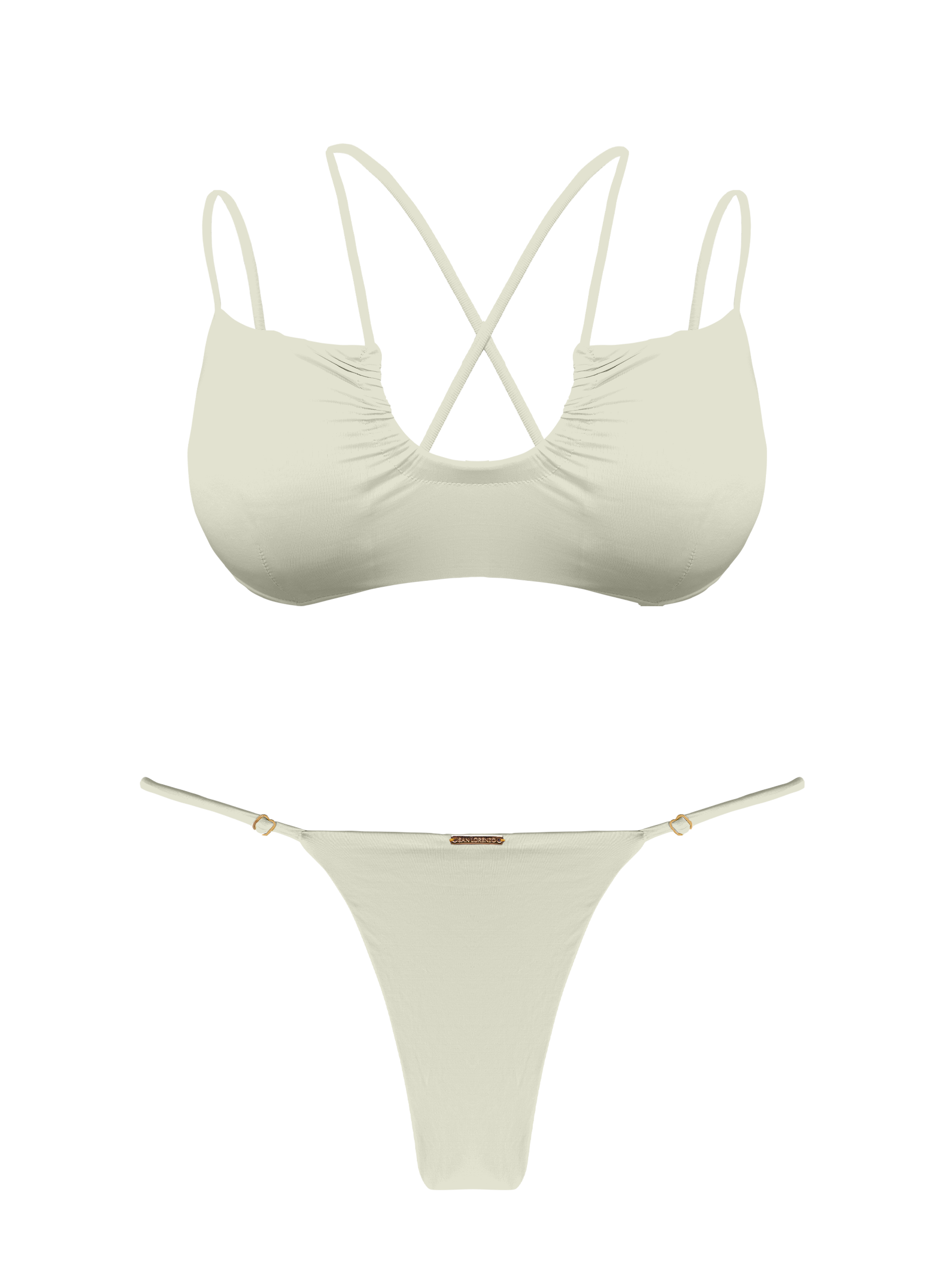 L'Amour Porcelain Adjustable Thin Brief Bikini Bottom