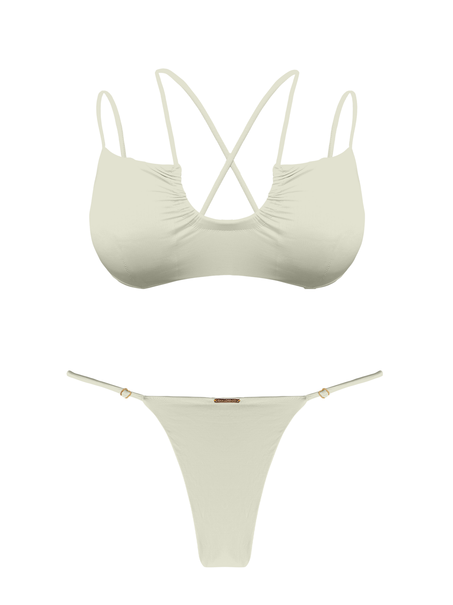 L'Amour Porcelain Scoop Double String Bikini Top