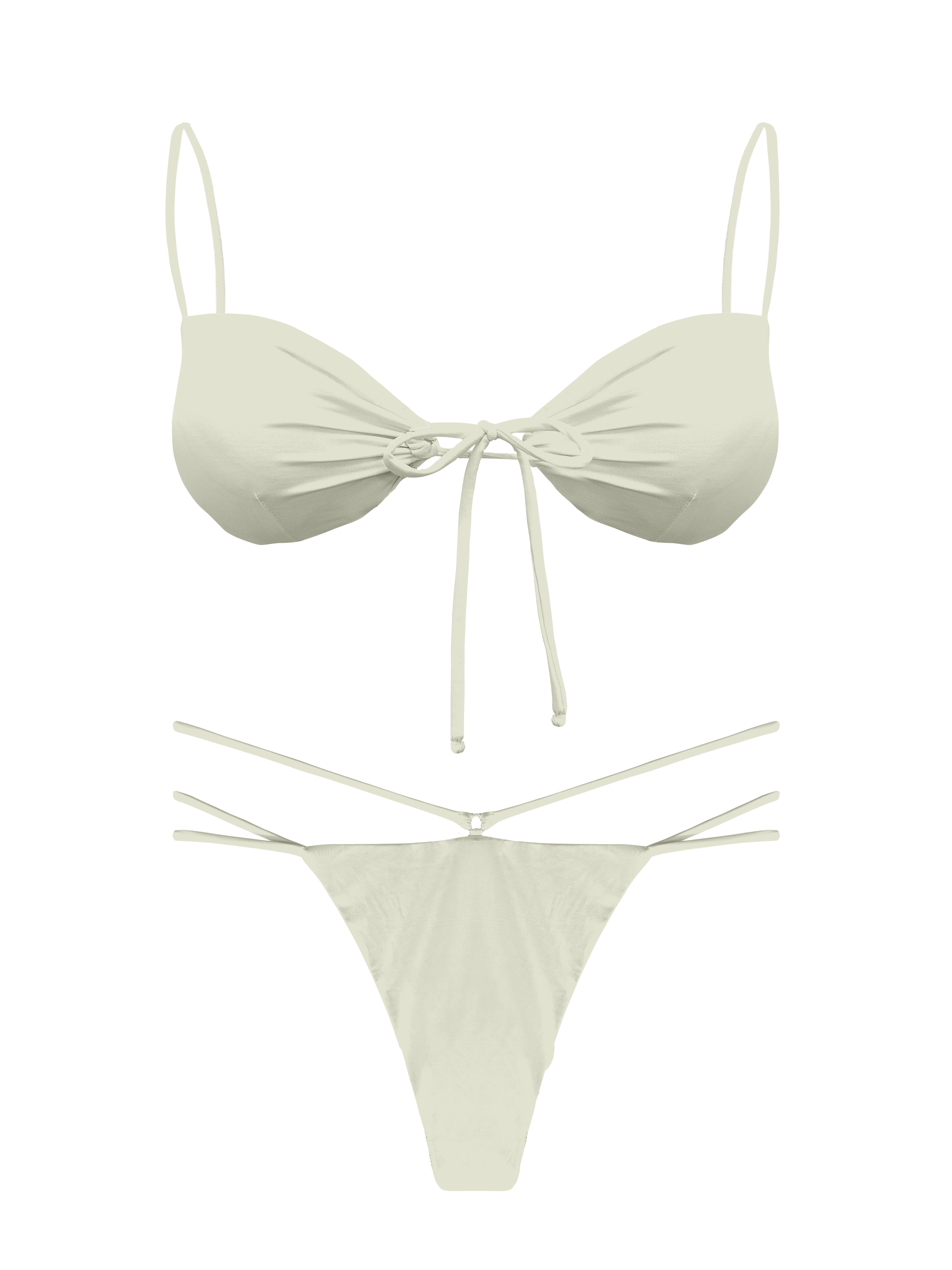 L'Amour Porcelain Tie Keyhole Bikini Top