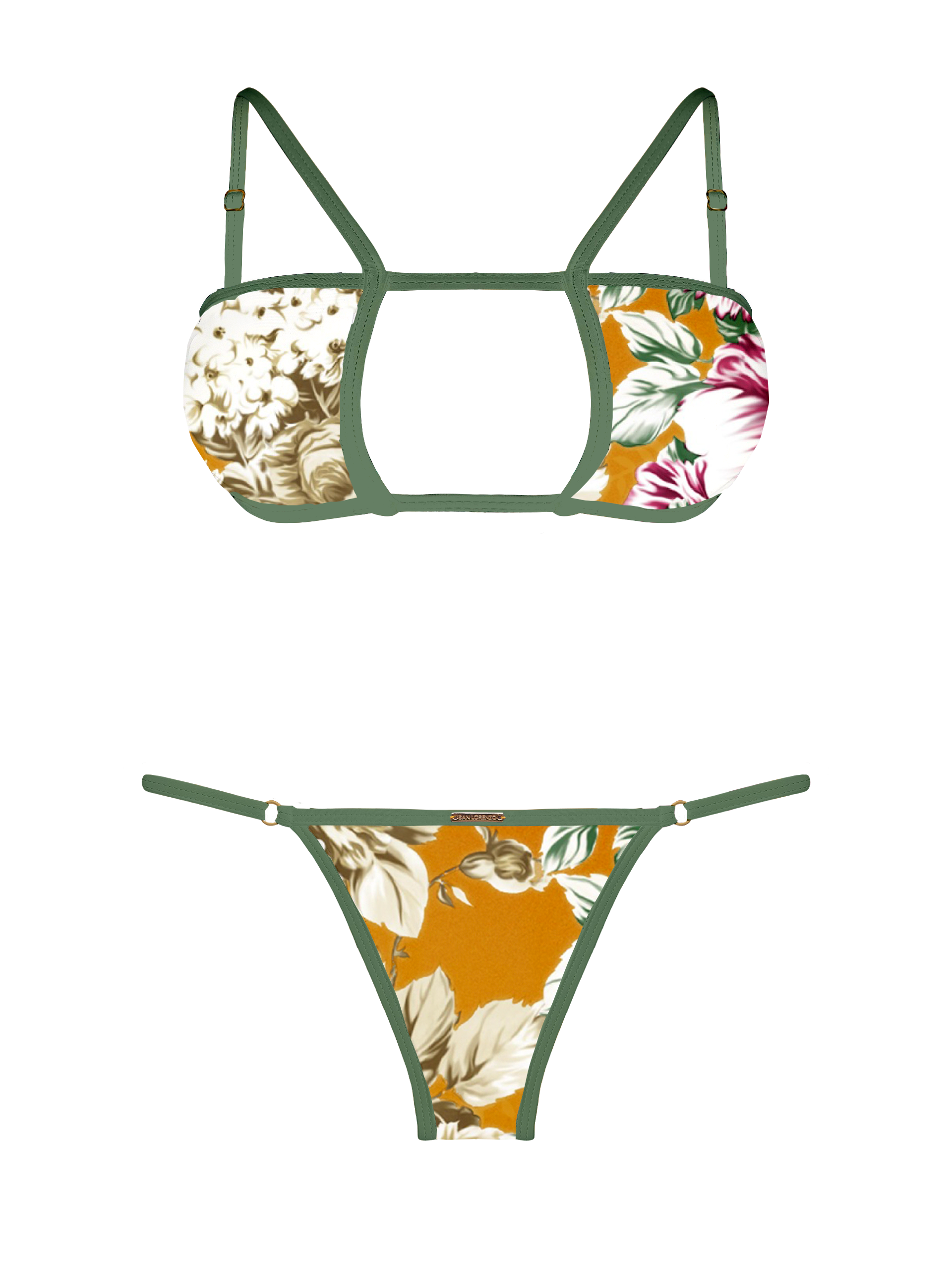 L'Amour Citrus Bloom Trim Thin Brief Bikini Bottom