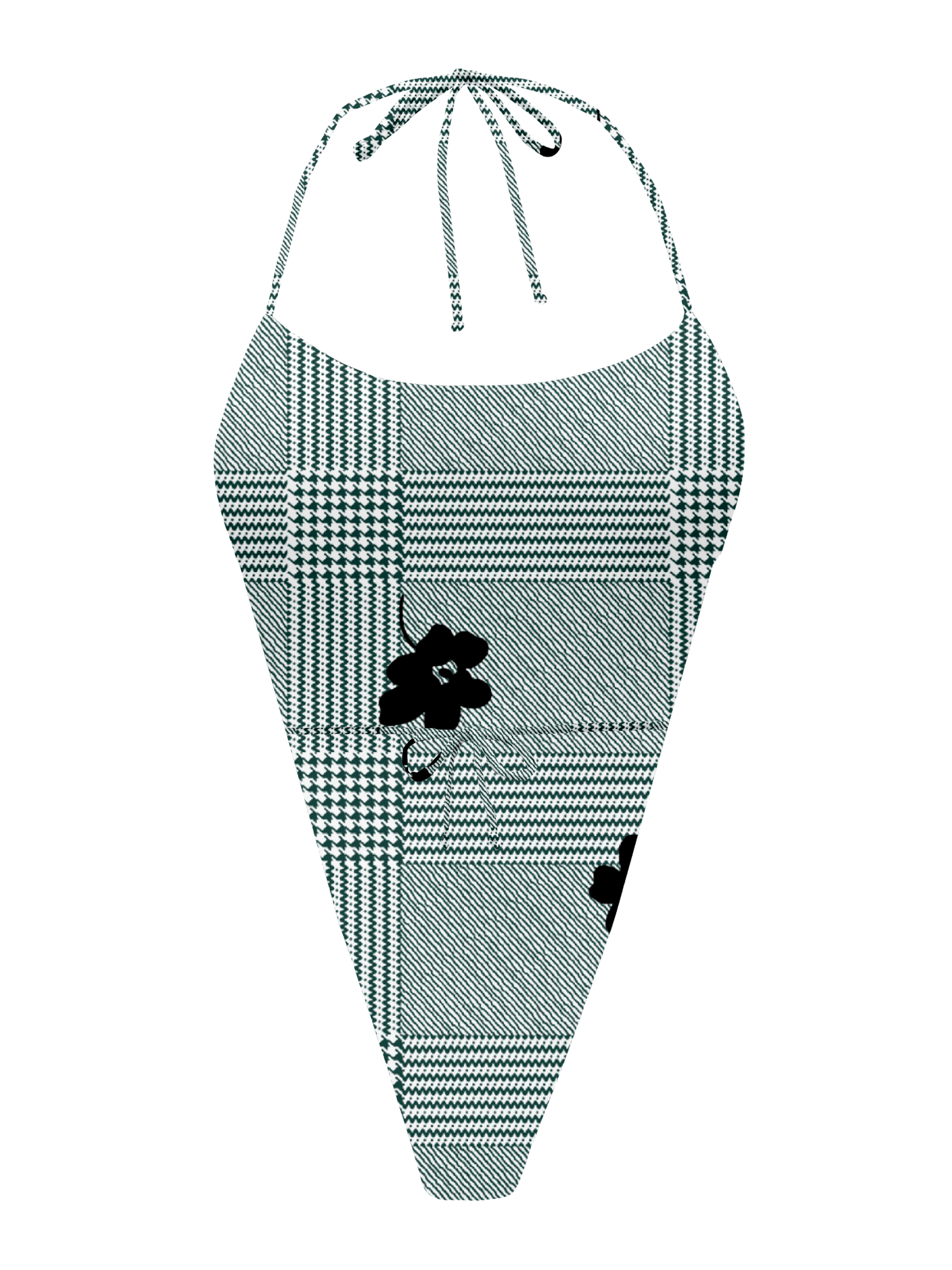 L'Amour Black Roses Triangle Thong One Piece Bikini