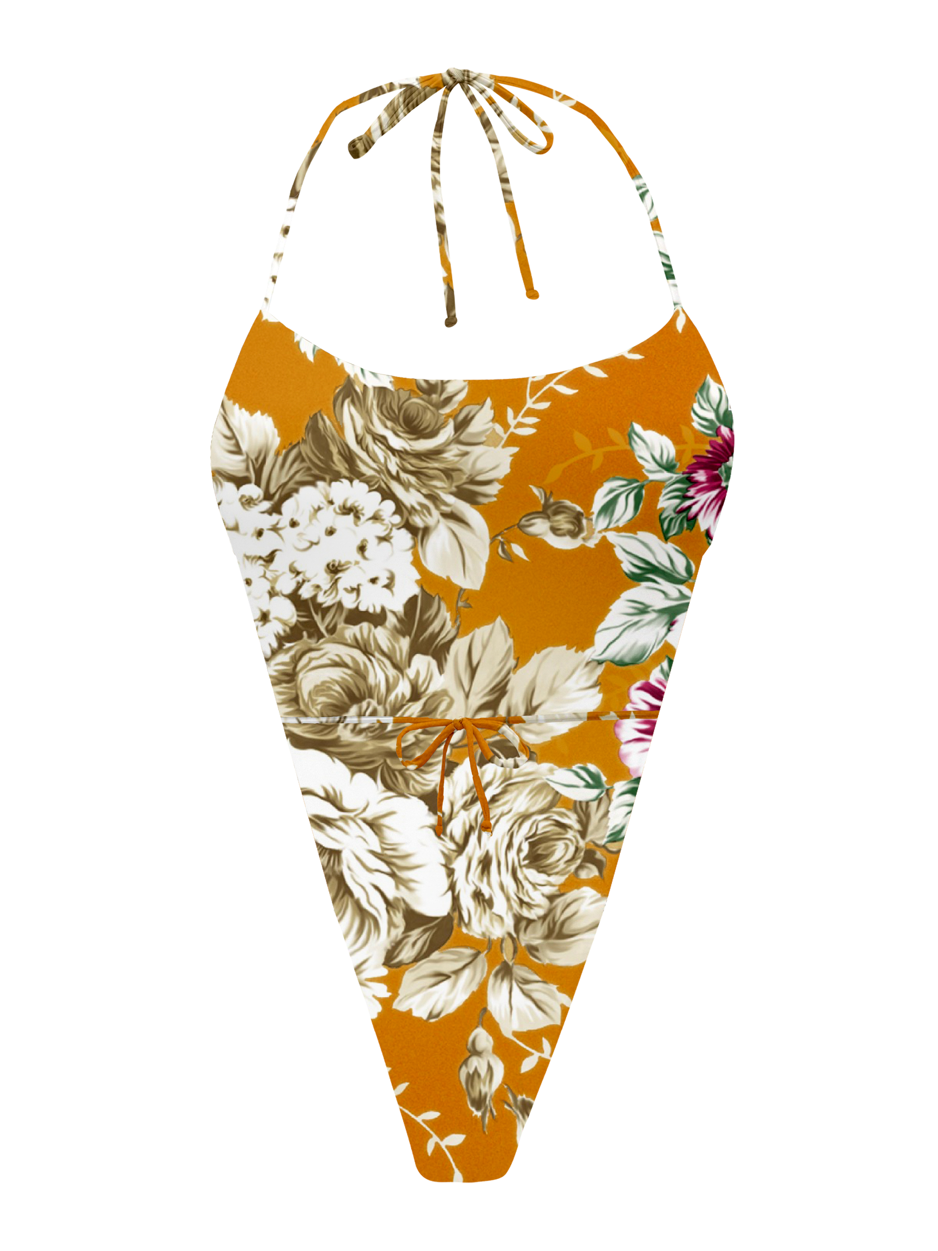 L'Amour Citrus Bloom Triangle Thong One Piece Bikini