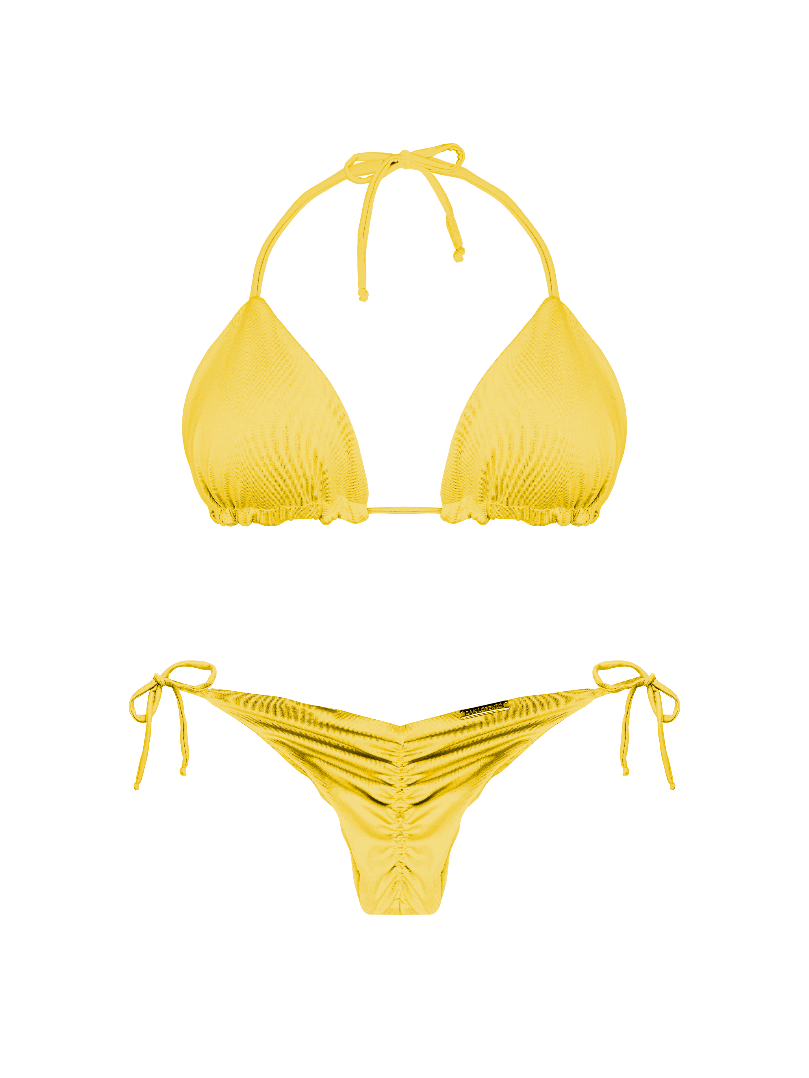 Essential Solids Citrine Thin Scrunch Brief Bikini Bottom