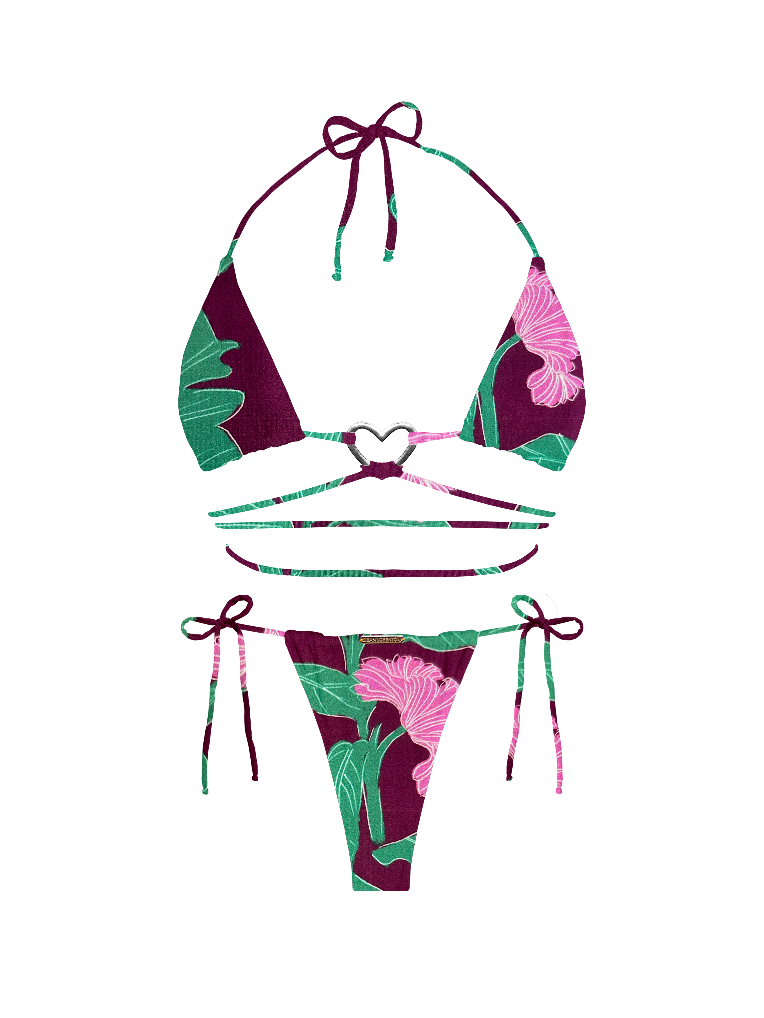 Kaia Floral Plum Sliding Thong Bikini Bottom