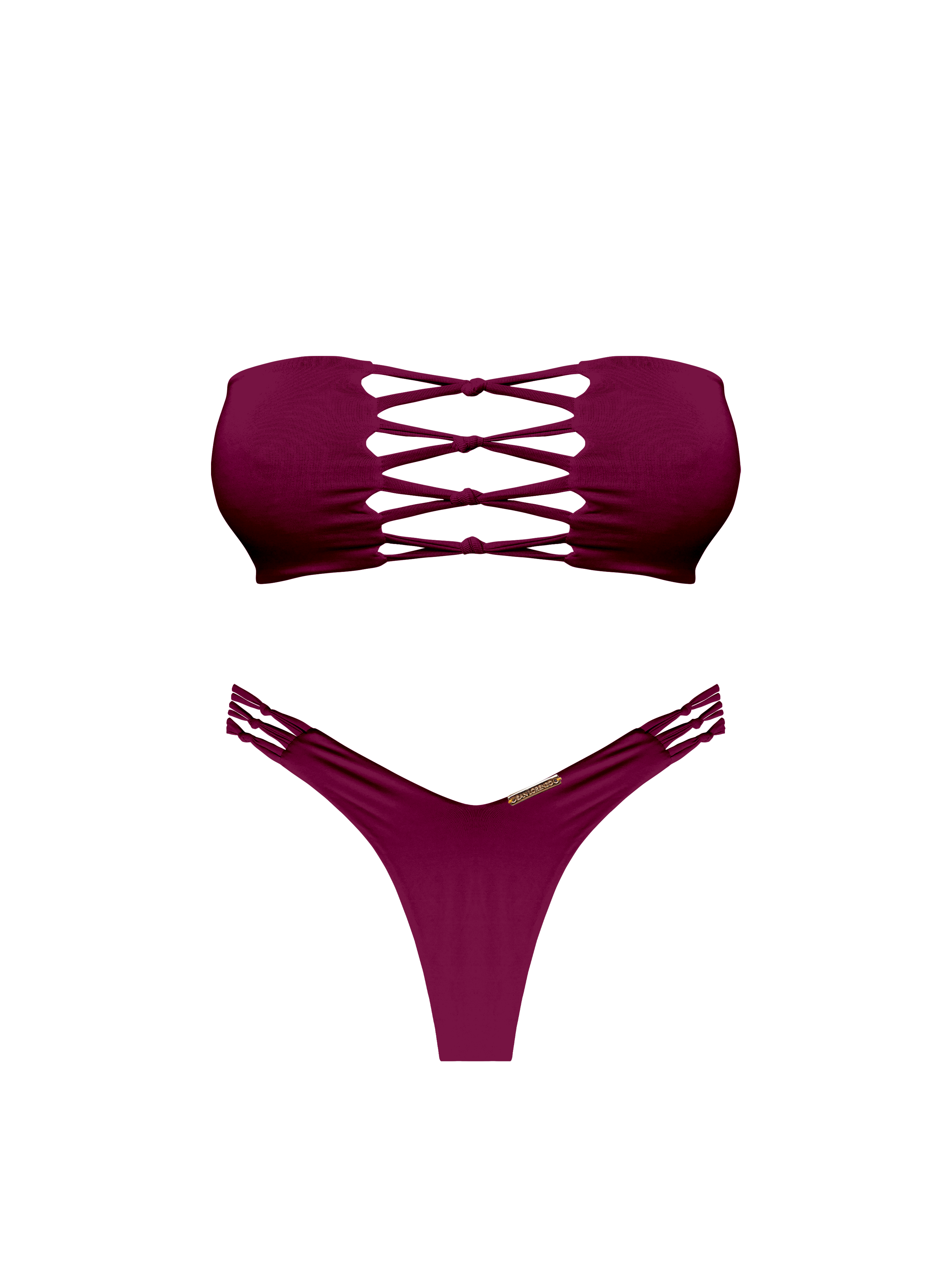Kaia Mahogany Braided Bandeau Bikini Top
