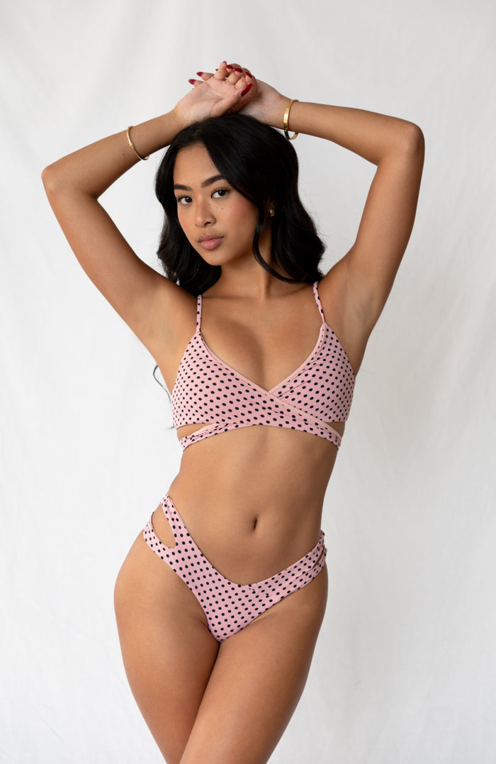 80’s Muse Rosewater Dots Double Strap Bikini Bottom
