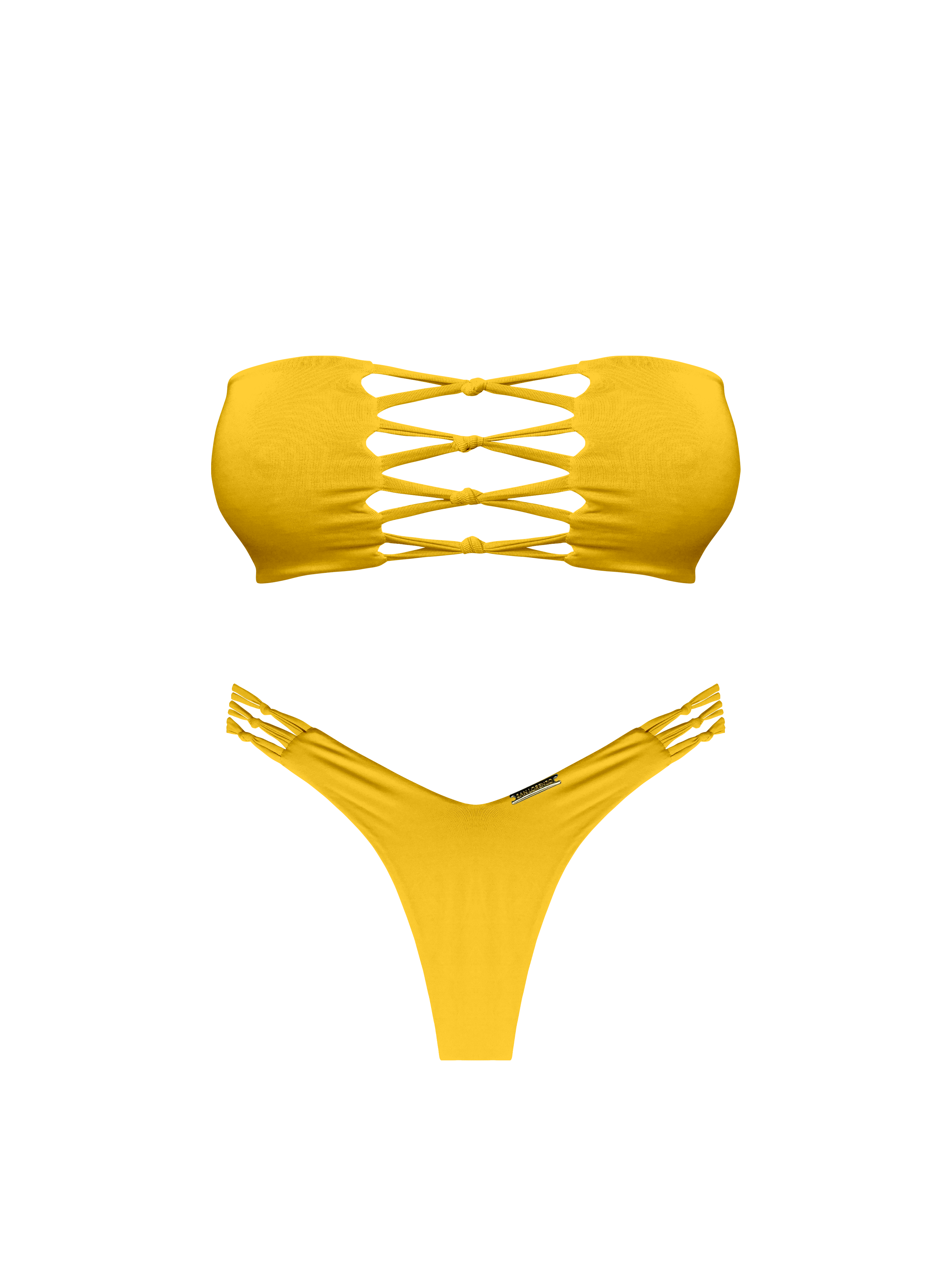 Moorea Golden Island Braided Thong Bikini Bottom