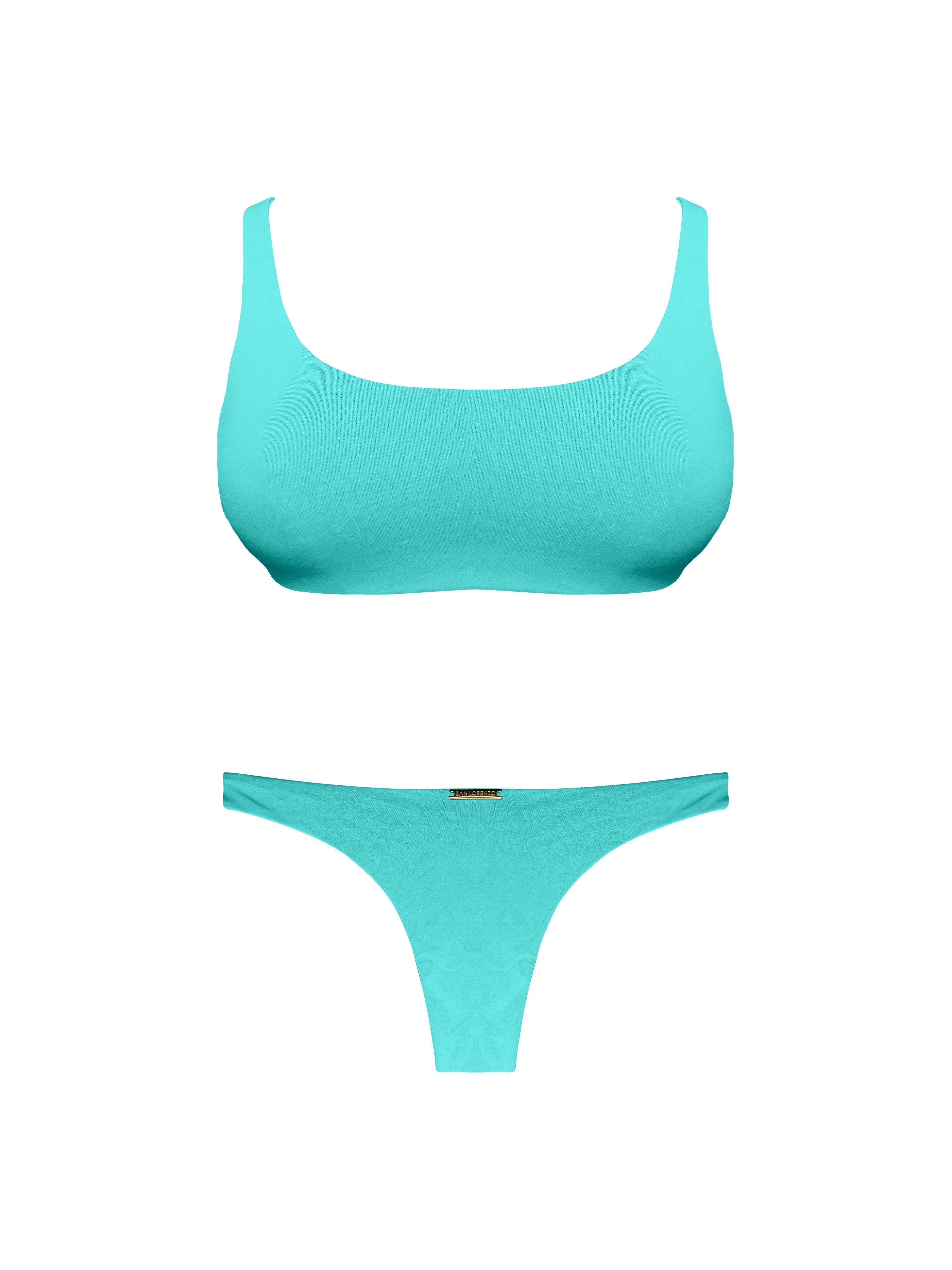 Moorea Azure Teal Thong Brief Bikini Bottom