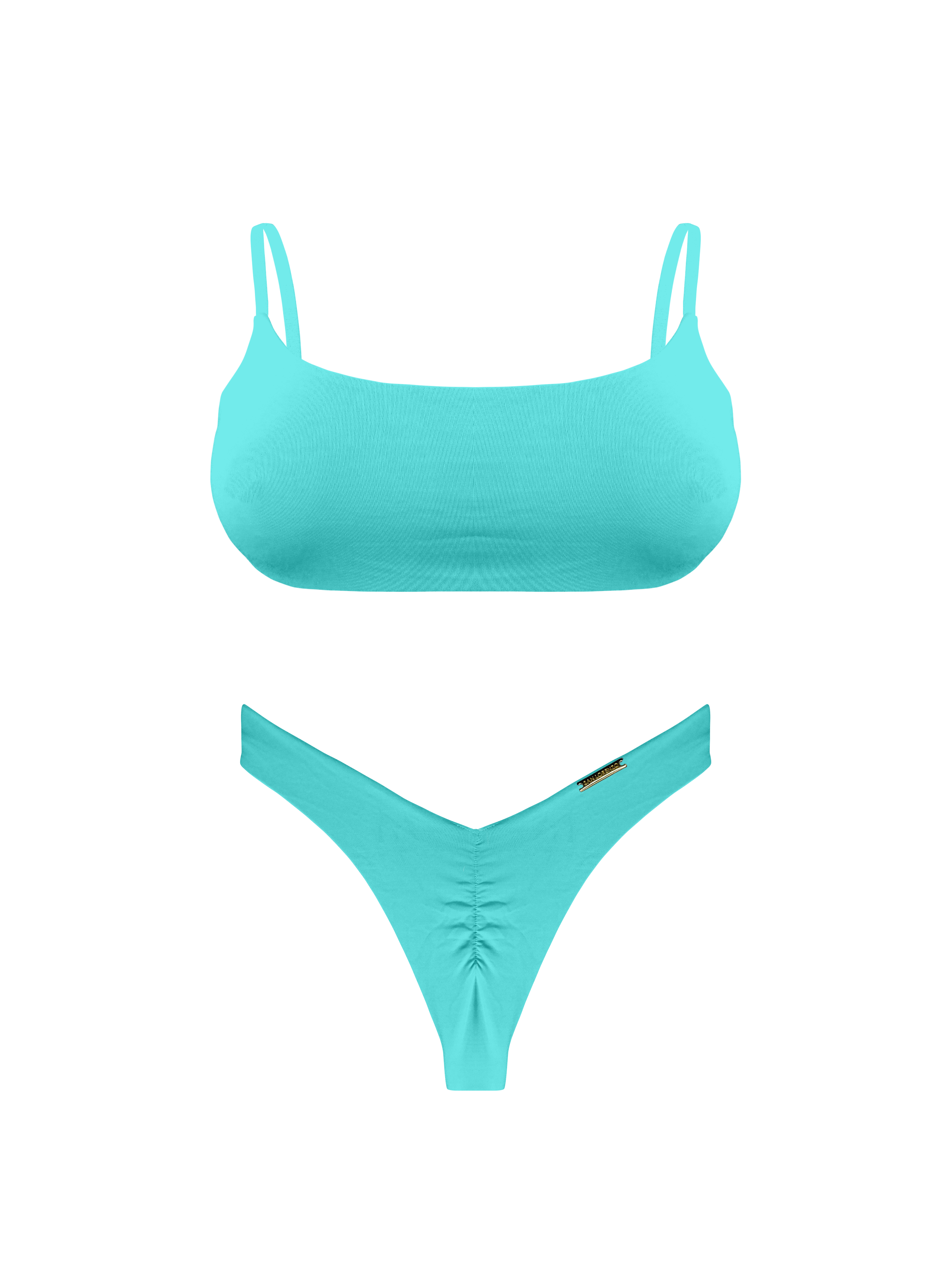 Moorea Azure Teal Sport Cross Back Bikini Top