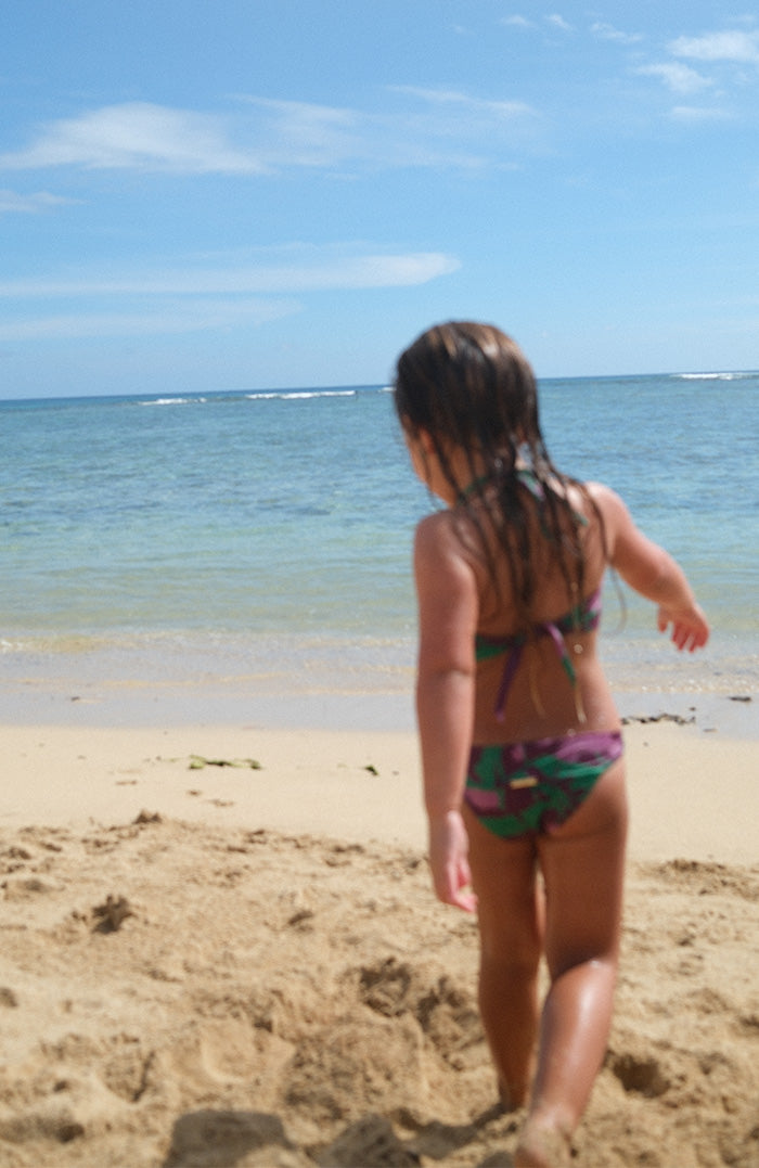 Keiki Kaia Floral Plum Belt Bikini Bottom