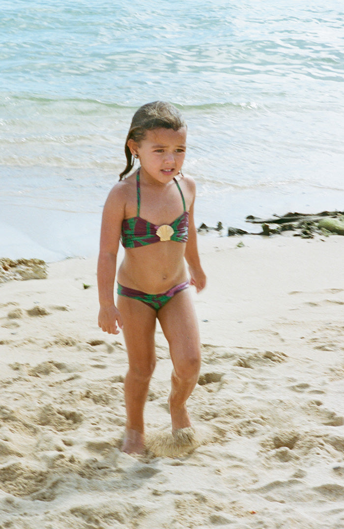 Keiki Kaia Floral Plum Belt Bikini Bottom