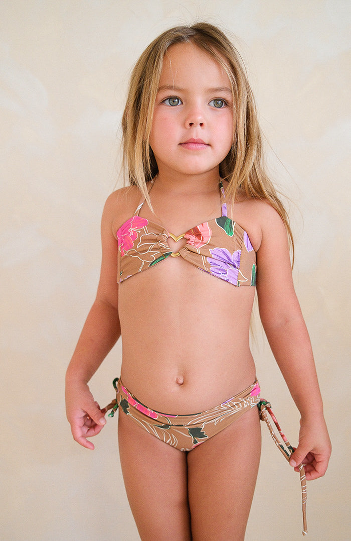 Keiki Kaia Wild Blossom Thong Tie Loop Bikini Bottom