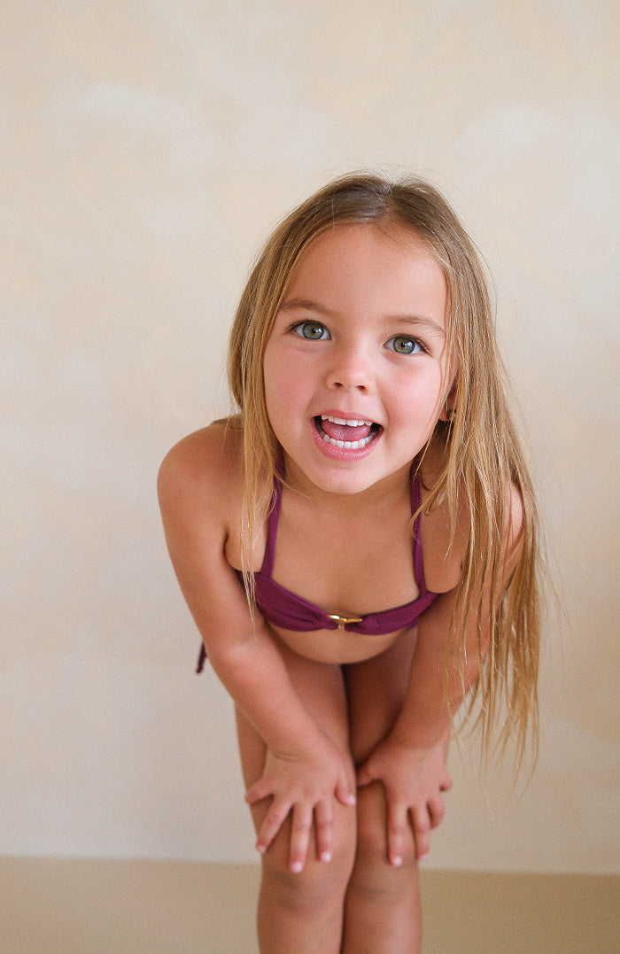 Keiki Kaia Mahogany Thong Tie Loop Bikini Bottom