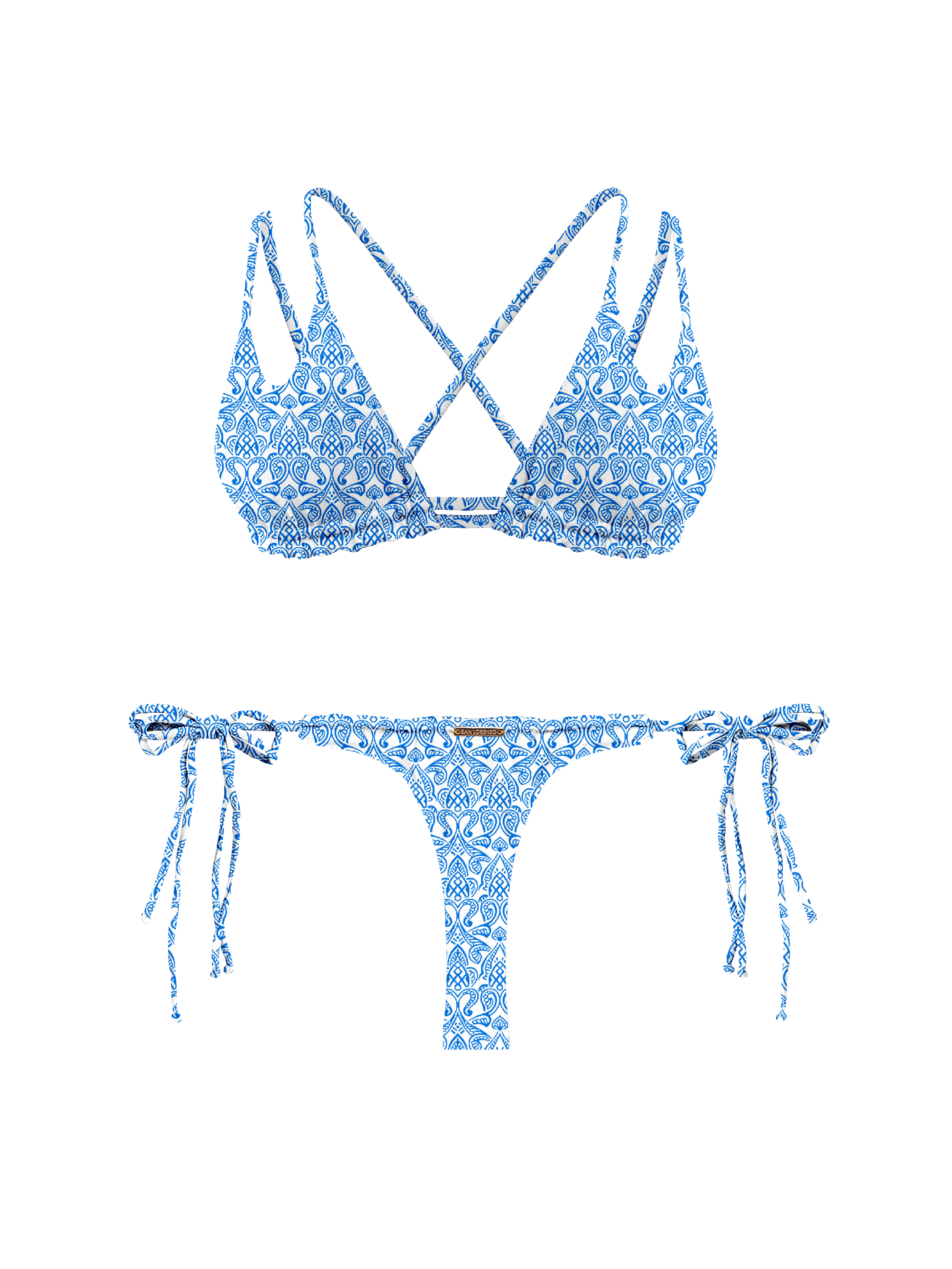 Marrakesh Zellige Zephyr Double Loop String Halter Bikini Top