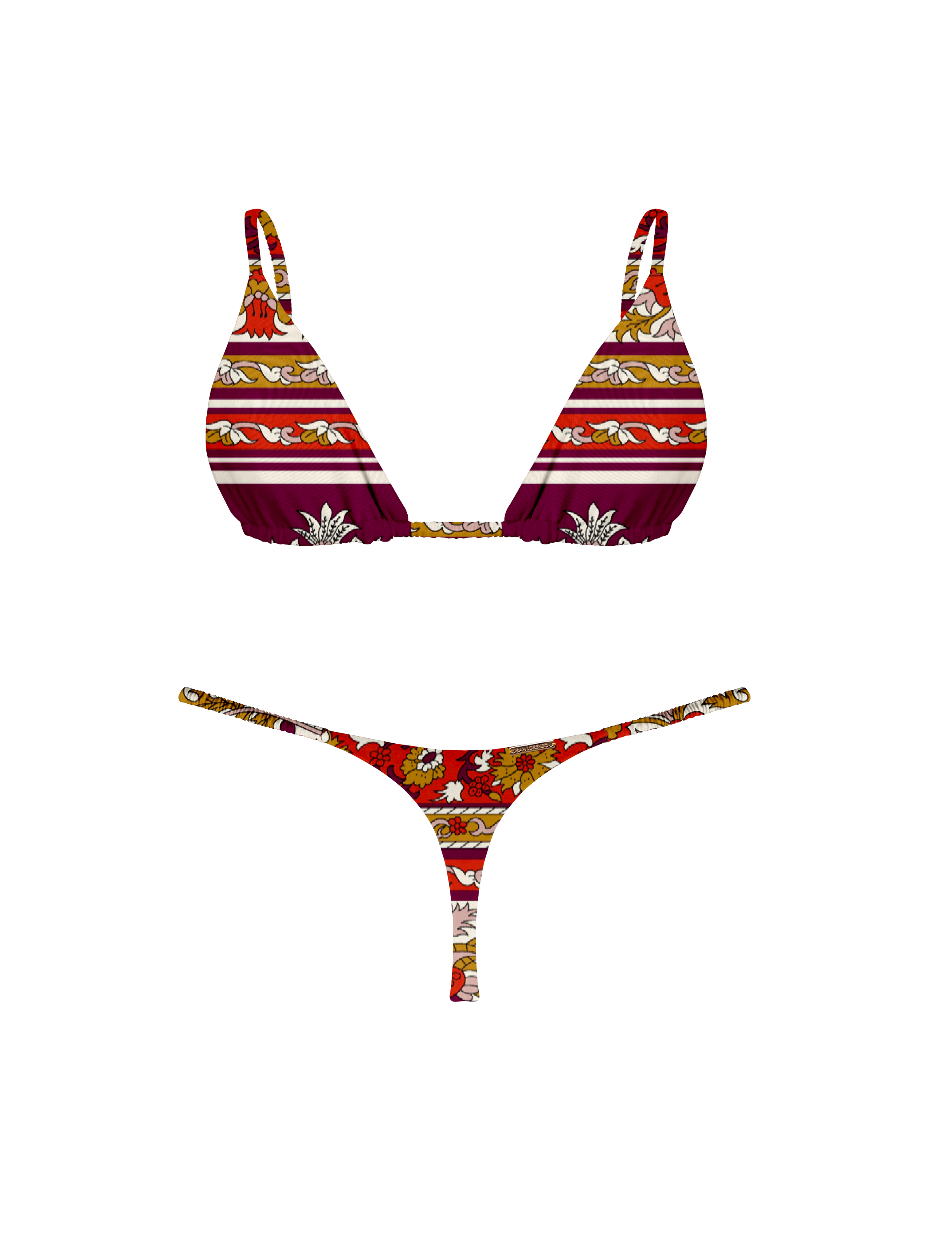 Marrakesh Garden Ruched Thin Brief Bikini Bottom