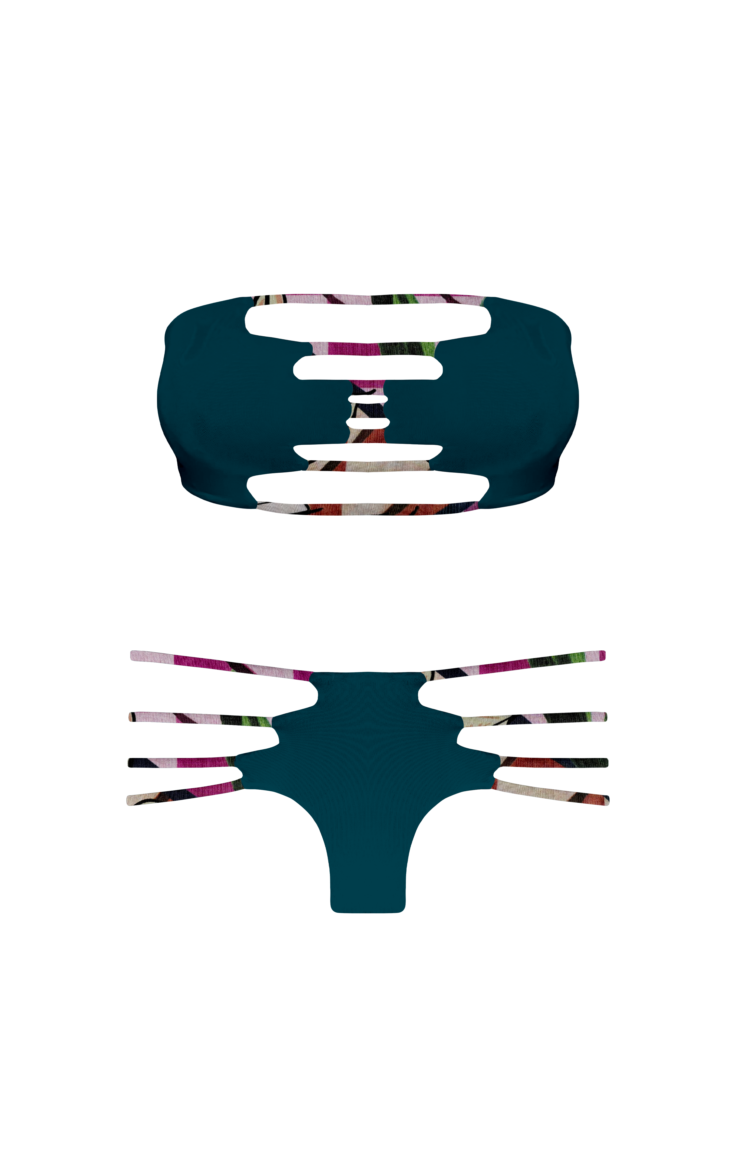 Island Palms Ebony Diamond Strap Bikini Bottom